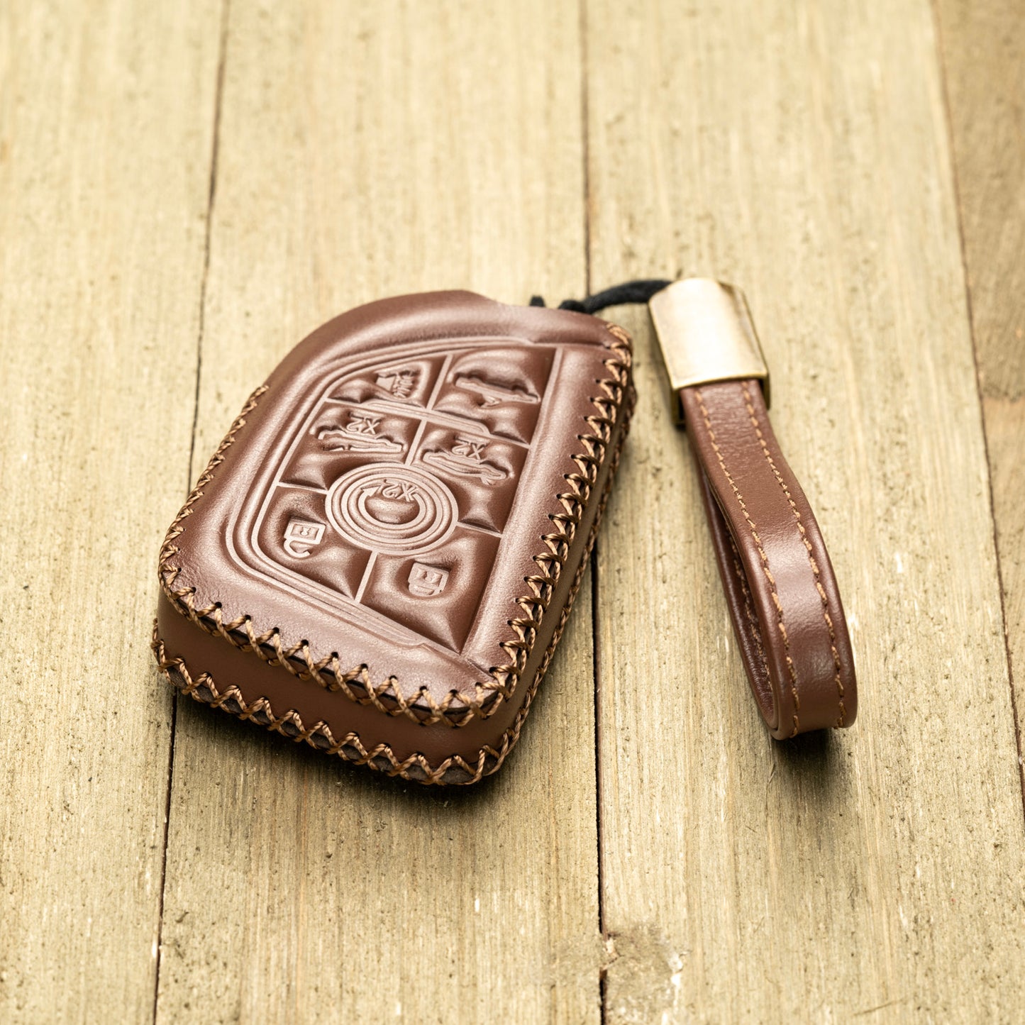 Vitodeco Superior Leather Key Fob Case Compatible for Chevrolet Corvette C8 2020-2025, 7-Button
