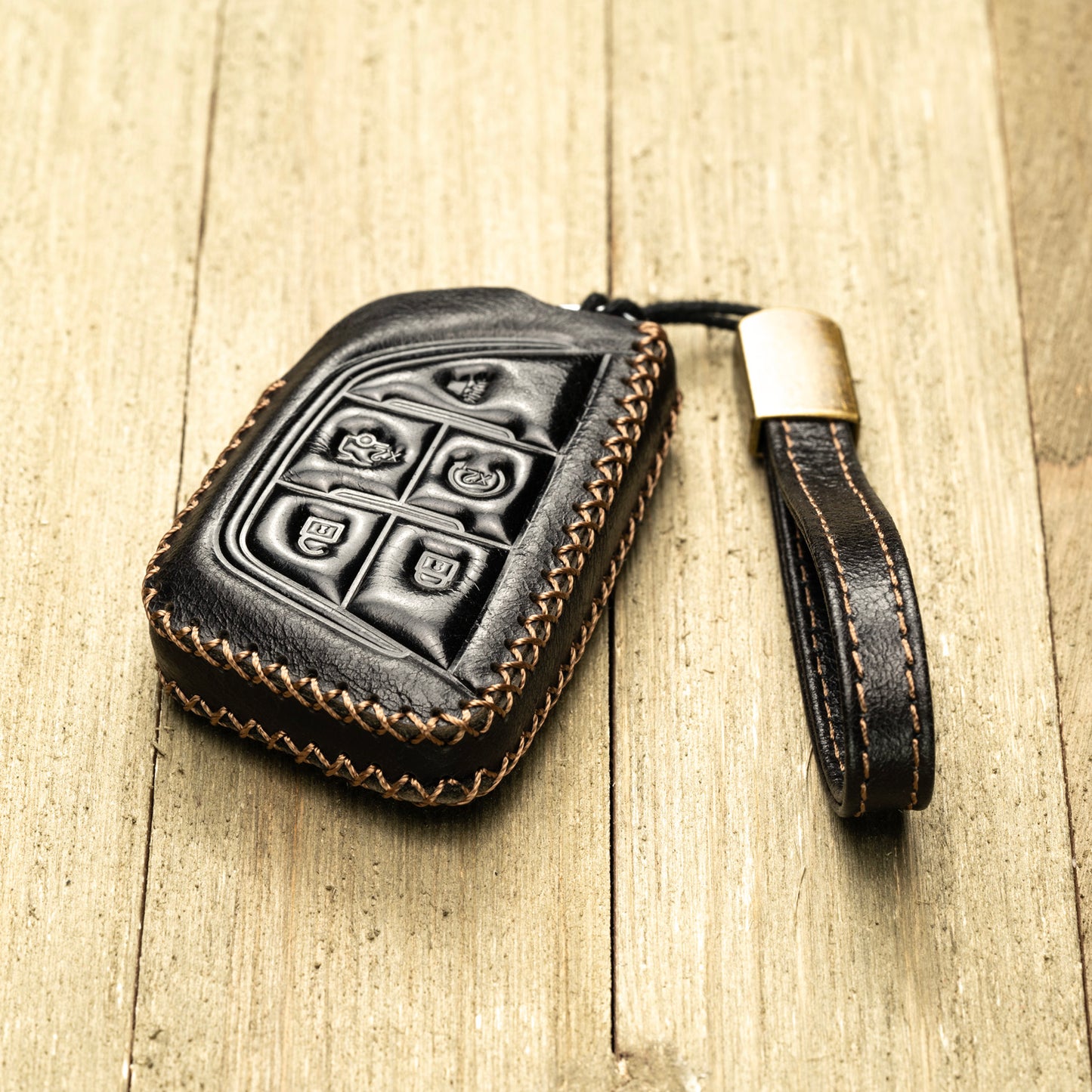 Vitodeco Superior Leather Key Fob Case Compatible for Cadillac CT4 2020 - 2025, Cadillac CT5 2020 - 2025, Cadillac Lyriq 2024 - 2025, 5-Button