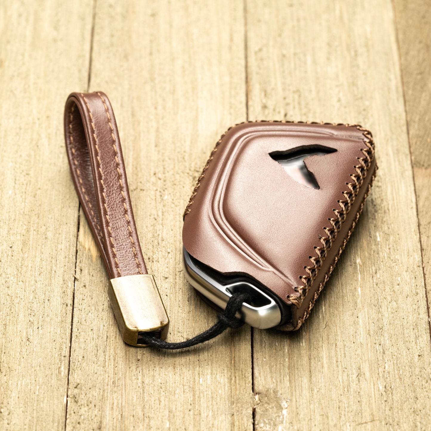 Vitodeco Superior Leather Key Fob Case Compatible for Chevrolet Corvette C8 2020-2025, 7-Button