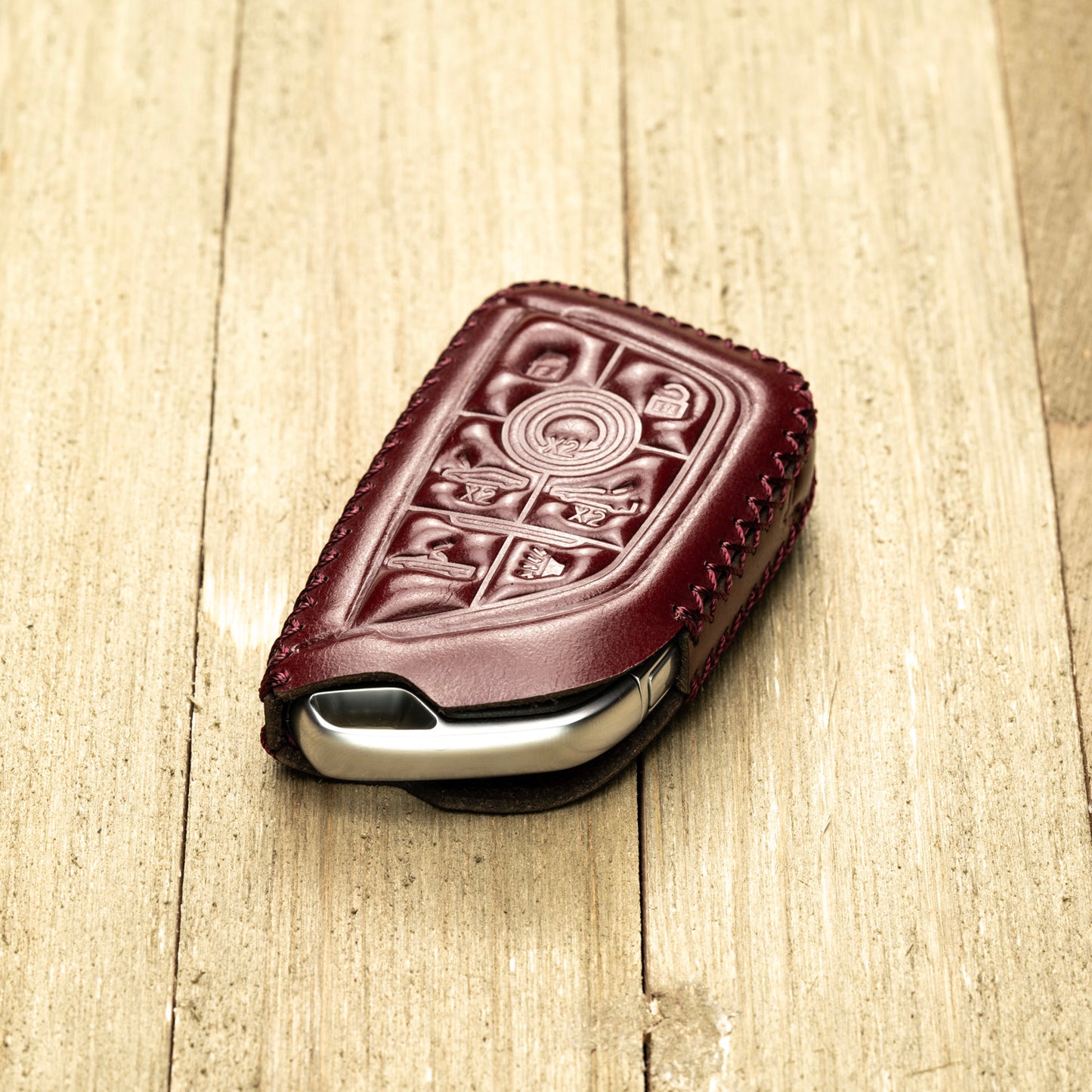 Vitodeco Superior Leather Key Fob Case Compatible for Chevrolet Corvette C8 2020-2025, 7-Button
