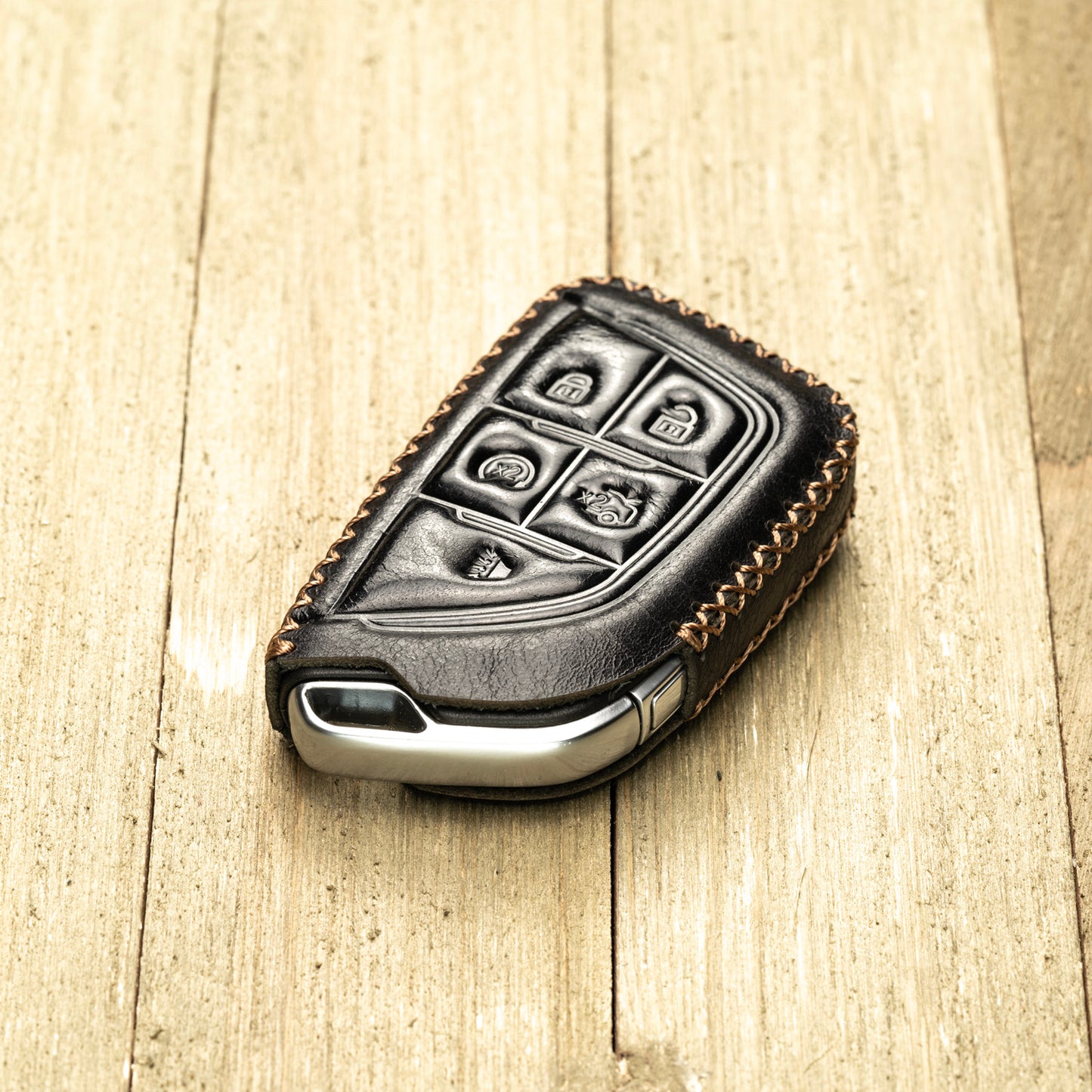 Vitodeco Superior Leather Key Fob Case Compatible for Cadillac CT4 2020 - 2025, Cadillac CT5 2020 - 2025, Cadillac Lyriq 2024 - 2025, 5-Button