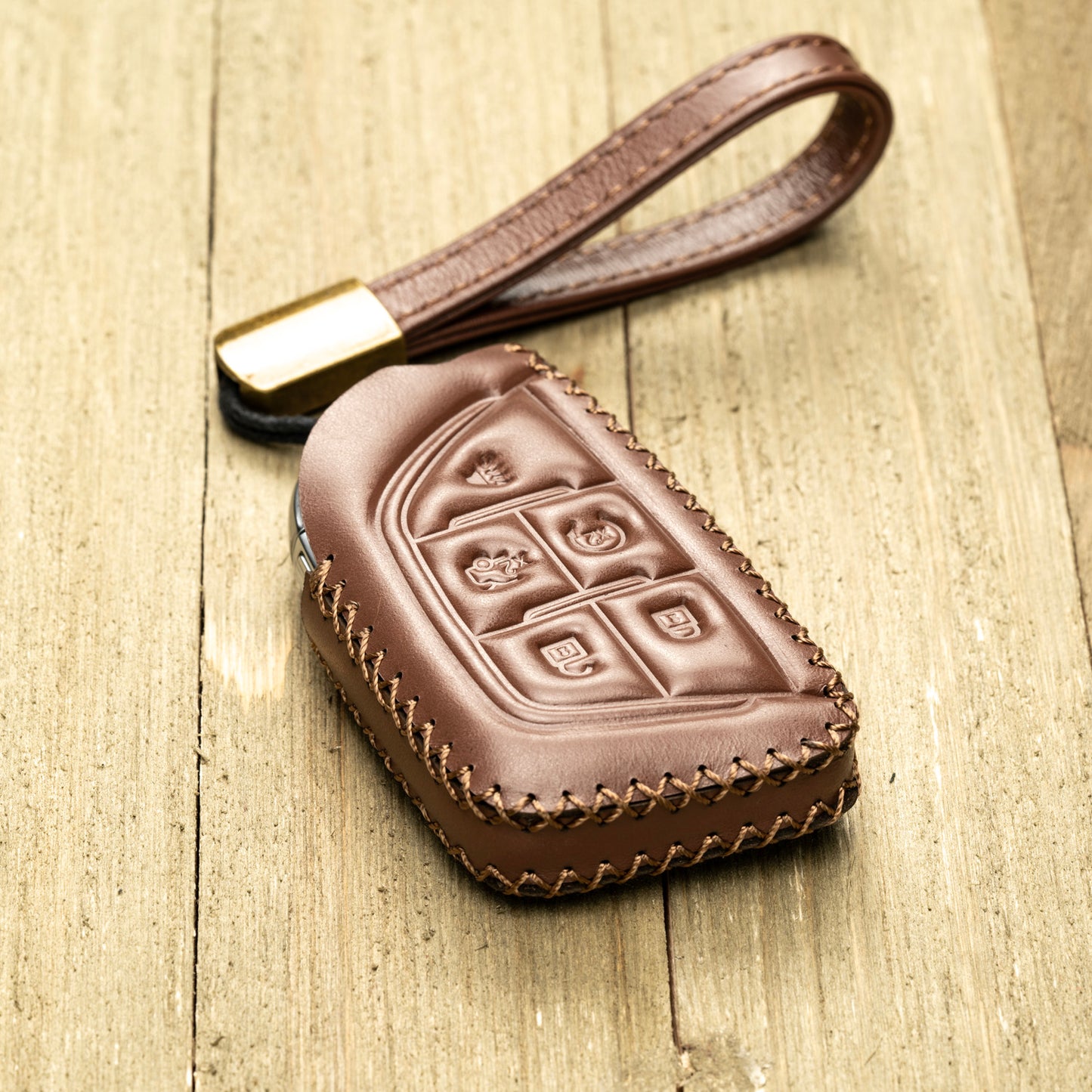 Vitodeco Superior Leather Key Fob Case Compatible for Cadillac CT4 2020 - 2025, Cadillac CT5 2020 - 2025, Cadillac Lyriq 2024 - 2025, 5-Button