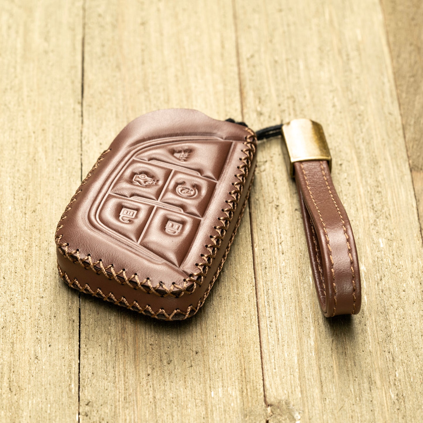 Vitodeco Superior Leather Key Fob Case Compatible for Cadillac CT4 2020 - 2025, Cadillac CT5 2020 - 2025, Cadillac Lyriq 2024 - 2025, 5-Button