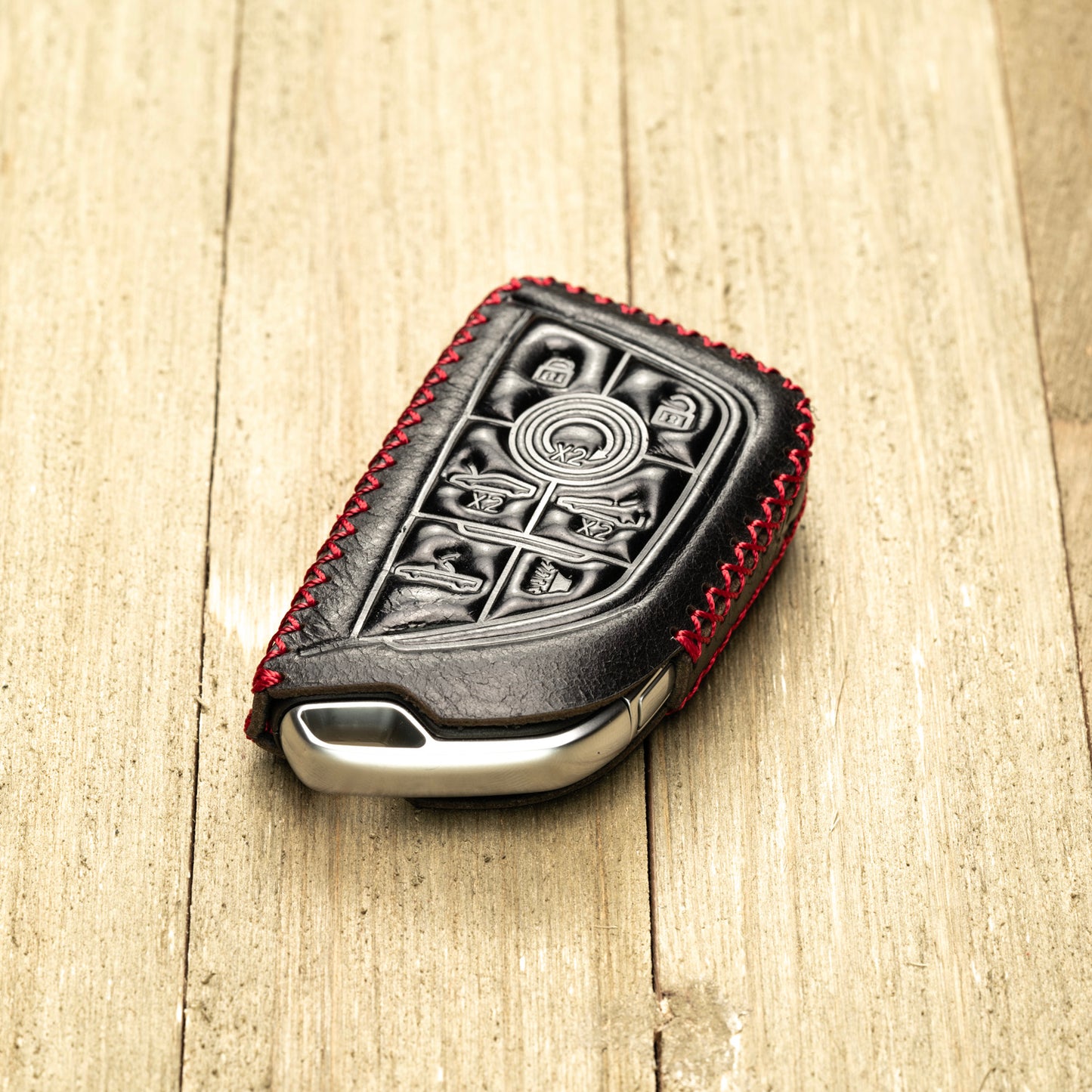 Vitodeco Superior Leather Key Fob Case Compatible for Chevrolet Corvette C8 2020-2025, 7-Button