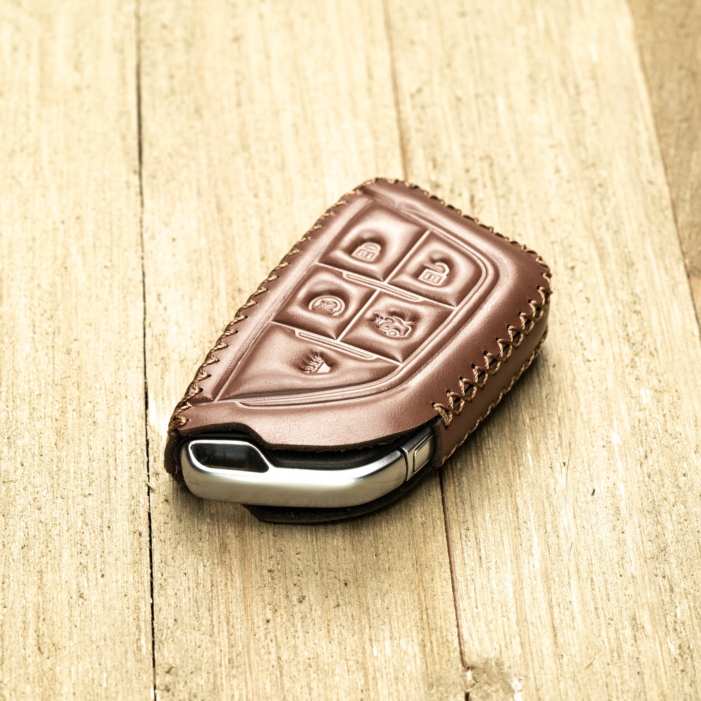 Vitodeco Superior Leather Key Fob Case Compatible for Cadillac CT4 2020 - 2025, Cadillac CT5 2020 - 2025, Cadillac Lyriq 2024 - 2025, 5-Button
