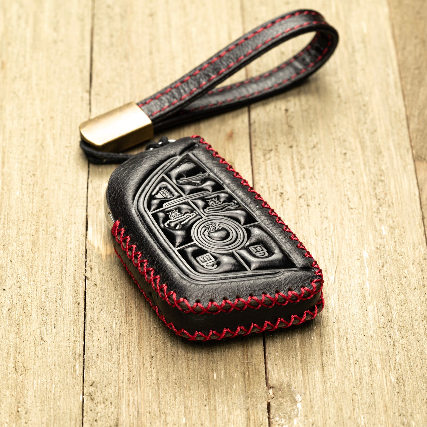 Vitodeco Superior Leather Key Fob Case Compatible for Chevrolet Corvette C8 2020-2025, 7-Button