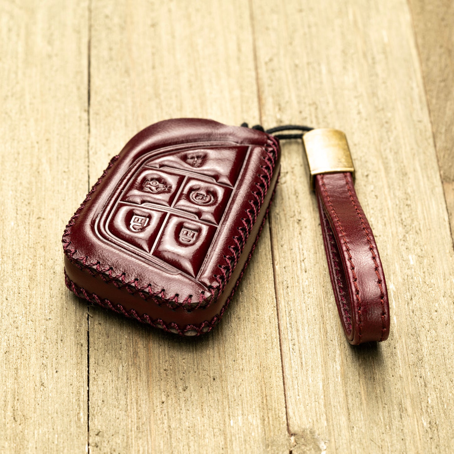 Vitodeco Superior Leather Key Fob Case Compatible for Cadillac CT4 2020 - 2025, Cadillac CT5 2020 - 2025, Cadillac Lyriq 2024 - 2025, 5-Button