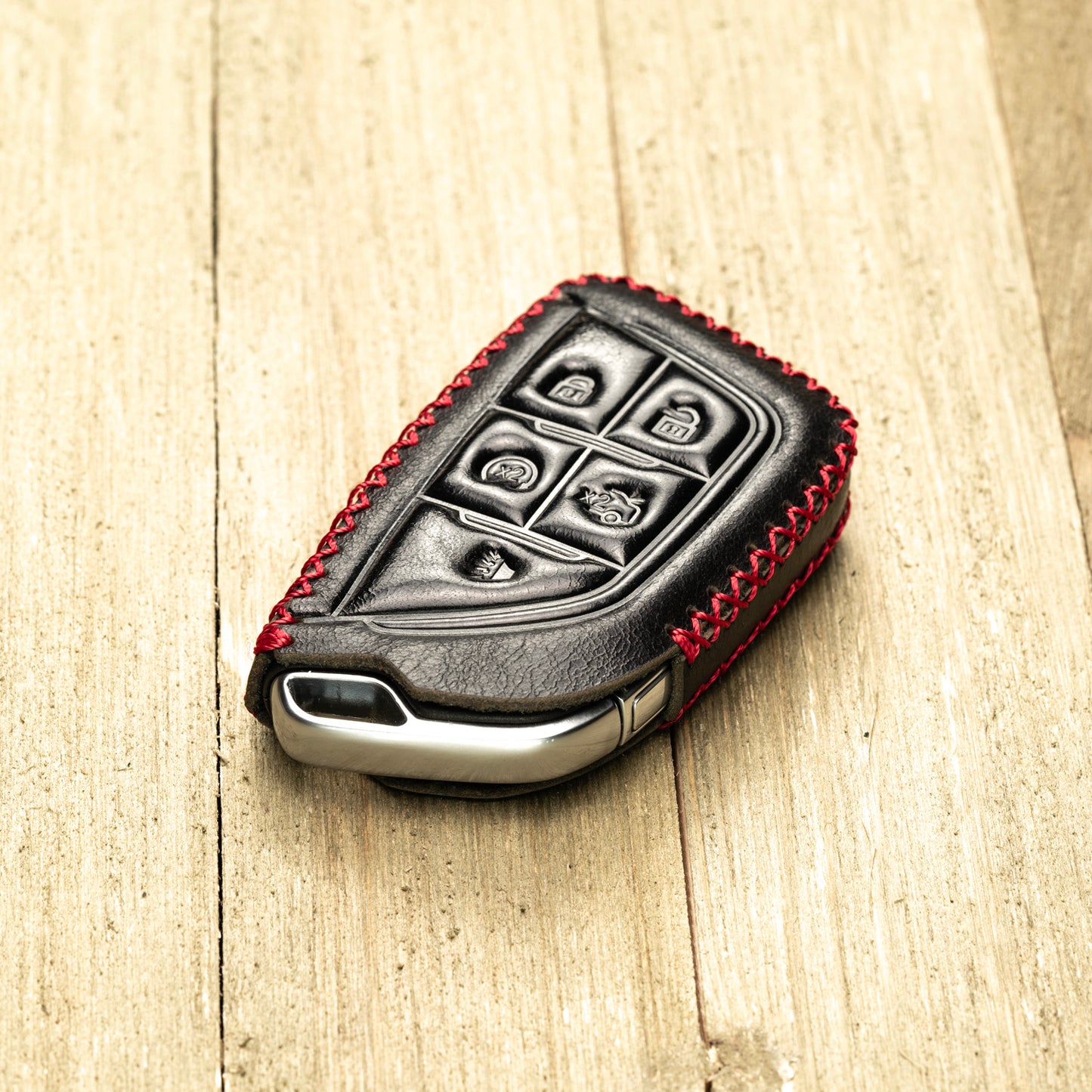 Vitodeco Superior Leather Key Fob Case Compatible for Cadillac CT4 2020 - 2025, Cadillac CT5 2020 - 2025, Cadillac Lyriq 2024 - 2025, 5-Button