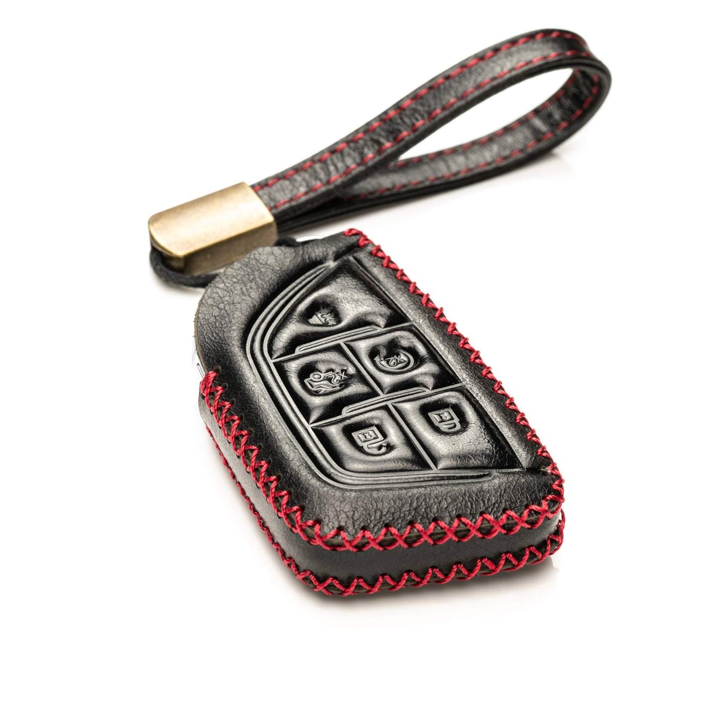Vitodeco Superior Leather Key Fob Case Compatible for Cadillac CT4 2020 - 2025, Cadillac CT5 2020 - 2025, Cadillac Lyriq 2024 - 2025, 5-Button