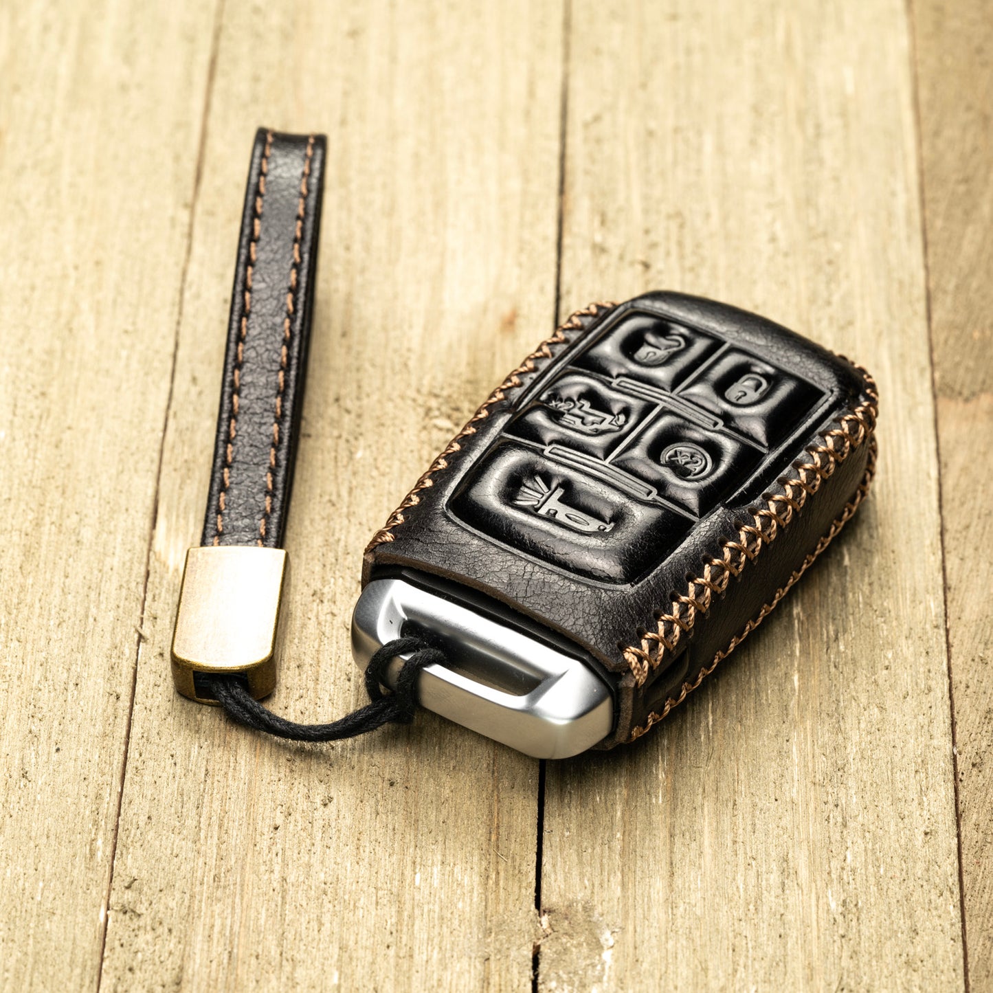 Vitodeco Superior Leather Key fob case compatible for RAM 2500, 3500, 4500, 5500 2019-2025, 5-Button