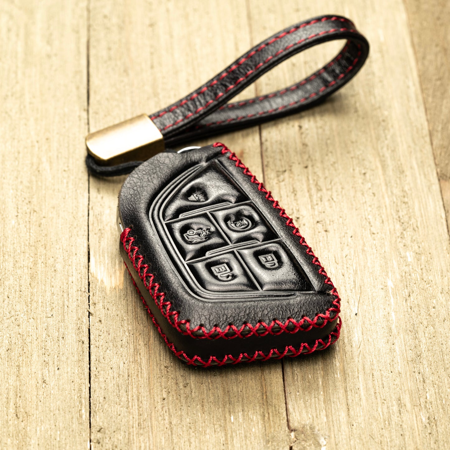 Vitodeco Superior Leather Key Fob Case Compatible for Cadillac CT4 2020 - 2025, Cadillac CT5 2020 - 2025, Cadillac Lyriq 2024 - 2025, 5-Button