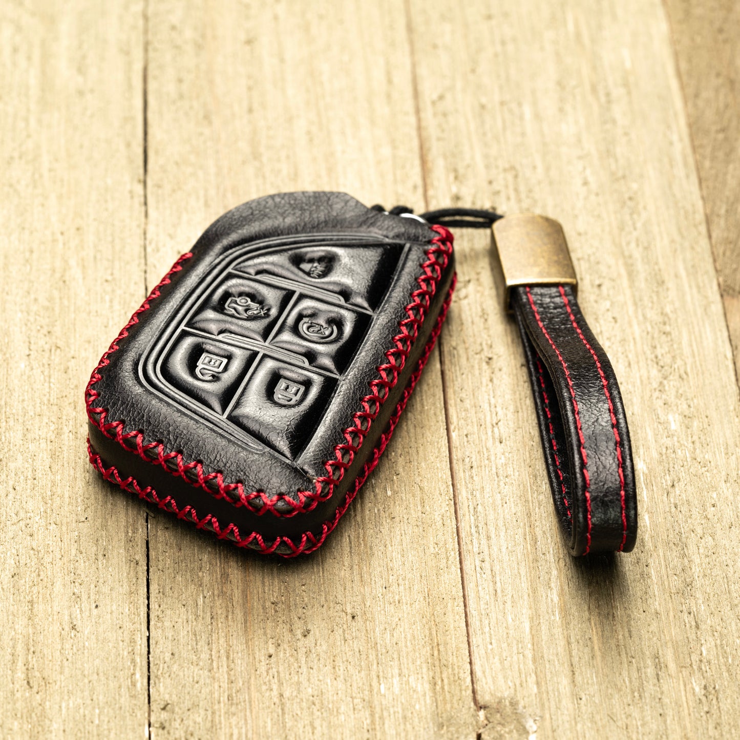 Vitodeco Superior Leather Key Fob Case Compatible for Cadillac CT4 2020 - 2025, Cadillac CT5 2020 - 2025, Cadillac Lyriq 2024 - 2025, 5-Button