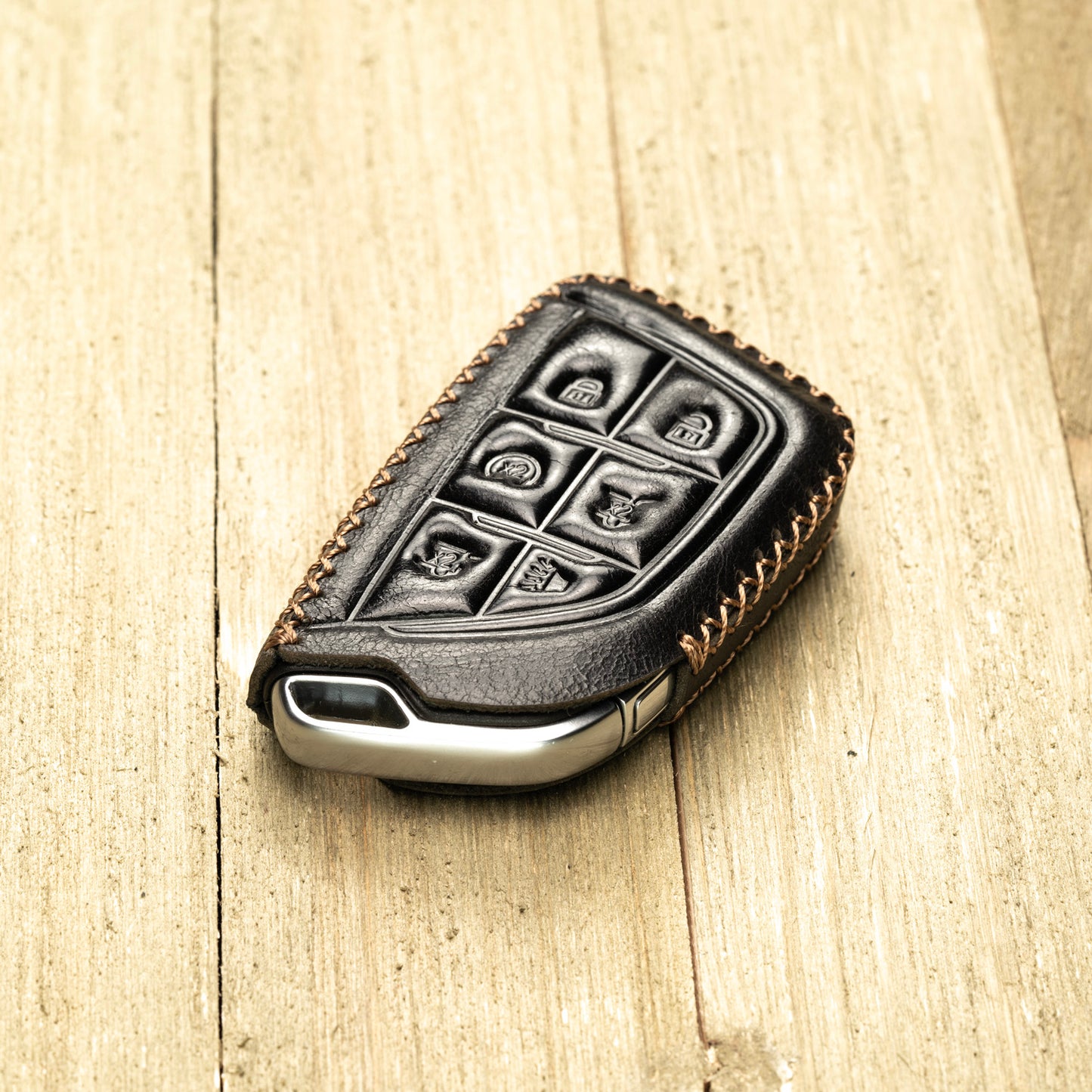 Vitodeco Superior Leather Key Fob Case Compatible for Cadillac Escalade 2021-2025, 6-Button