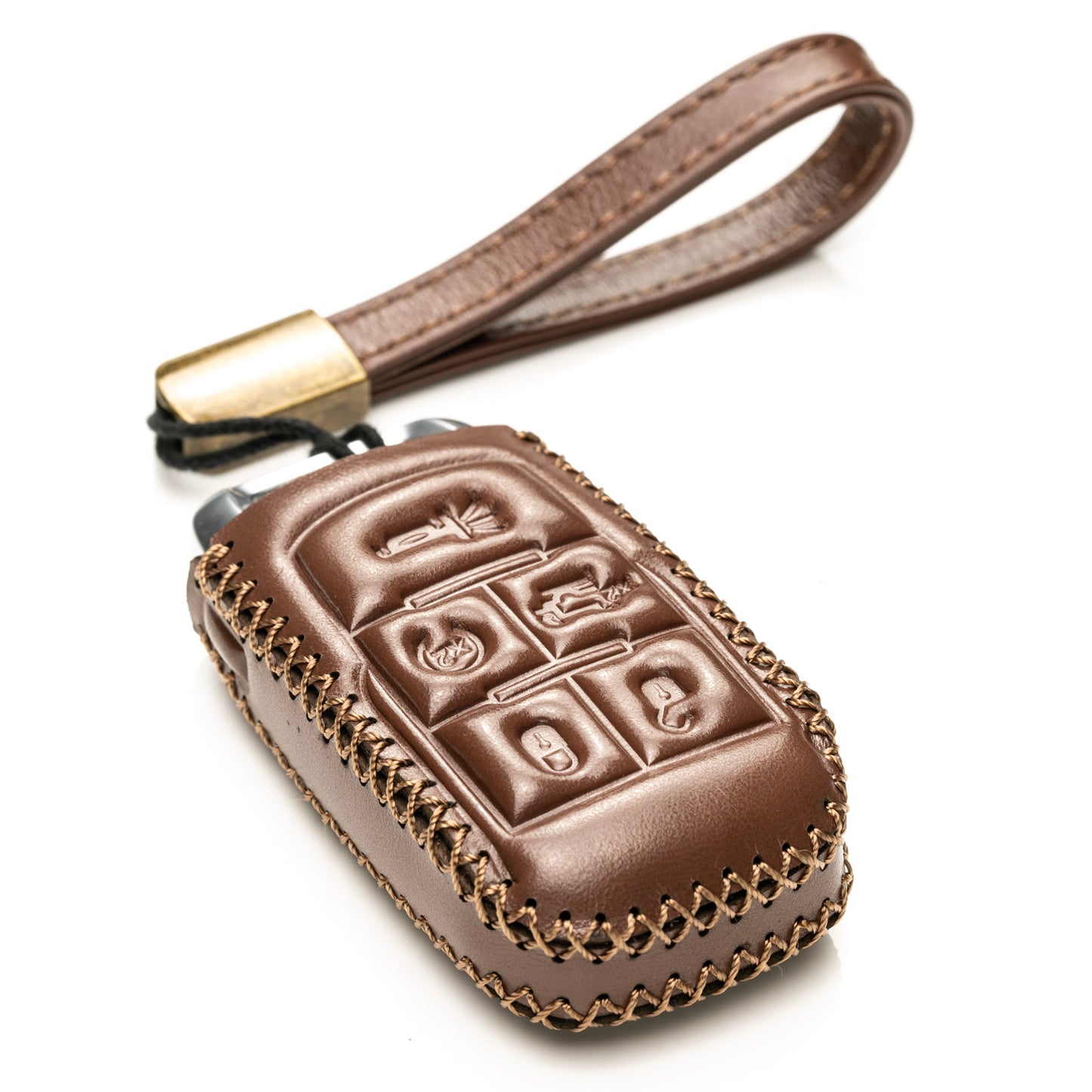 Vitodeco Superior Leather Key fob case compatible for RAM 2500, 3500, 4500, 5500 2019-2025, 5-Button