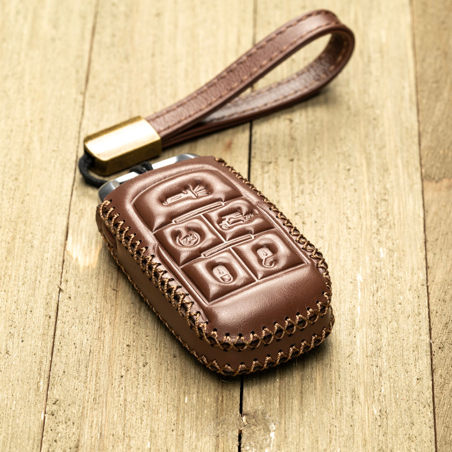 Vitodeco Superior Leather Key fob case compatible for RAM 2500, 3500, 4500, 5500 2019-2025, 5-Button