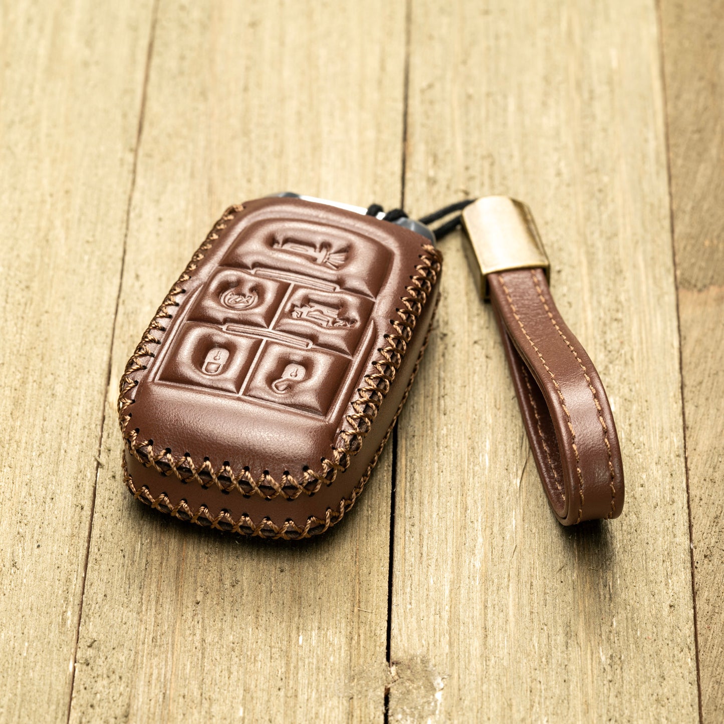 Vitodeco Superior Leather Key fob case compatible for RAM 2500, 3500, 4500, 5500 2019-2025, 5-Button