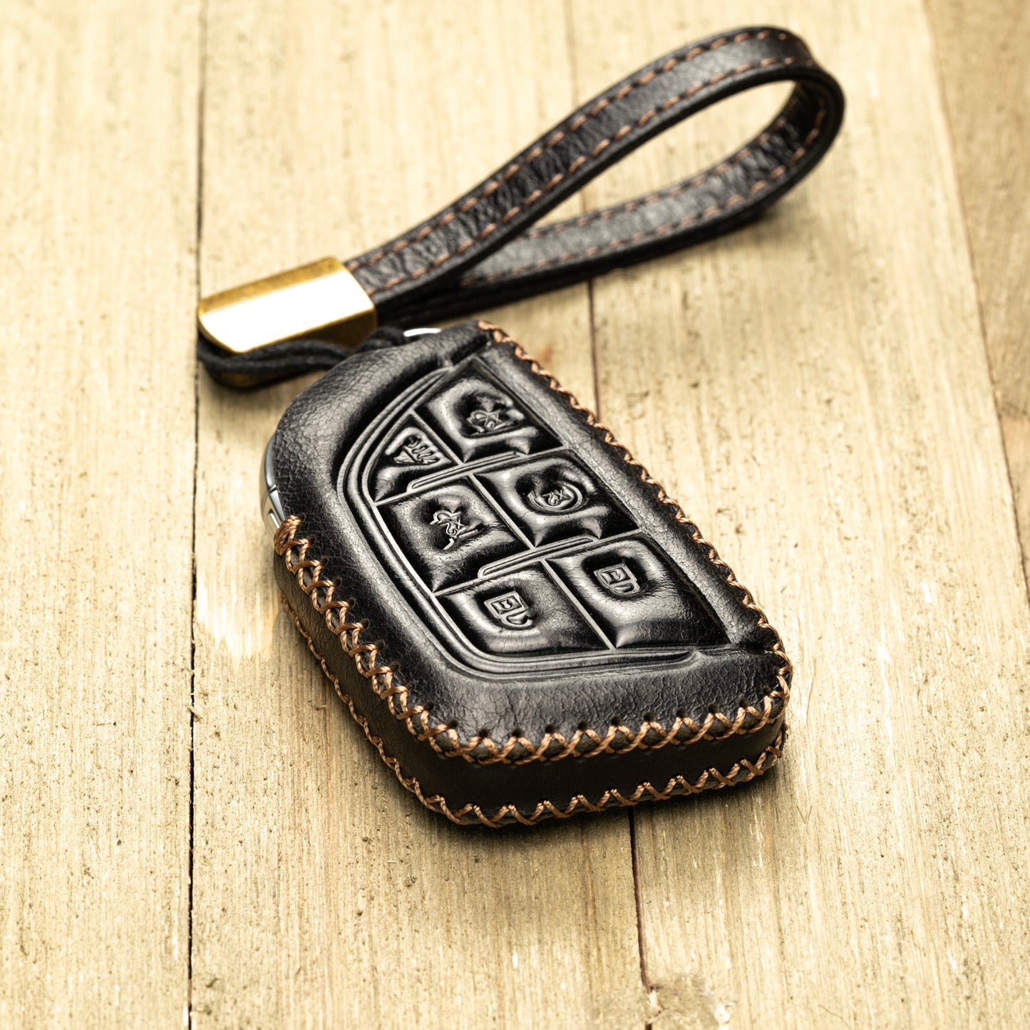 Vitodeco Superior Leather Key Fob Case Compatible for Cadillac Escalade 2021-2025, 6-Button