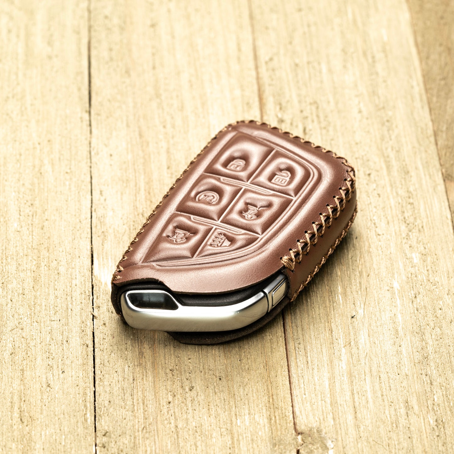 Vitodeco Superior Leather Key Fob Case Compatible for Cadillac Escalade 2021-2025, 6-Button