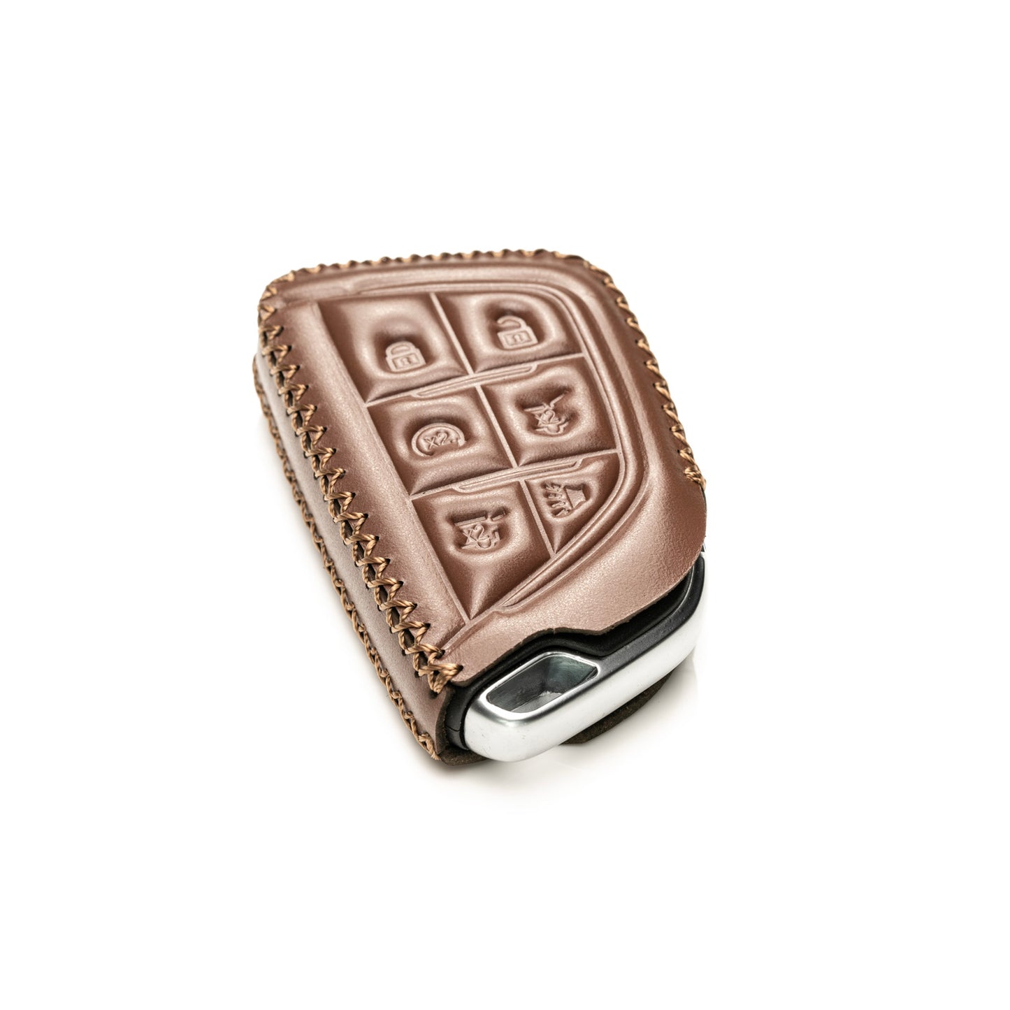 Vitodeco Superior Leather Key Fob Case Compatible for Cadillac Escalade 2021-2025, 6-Button