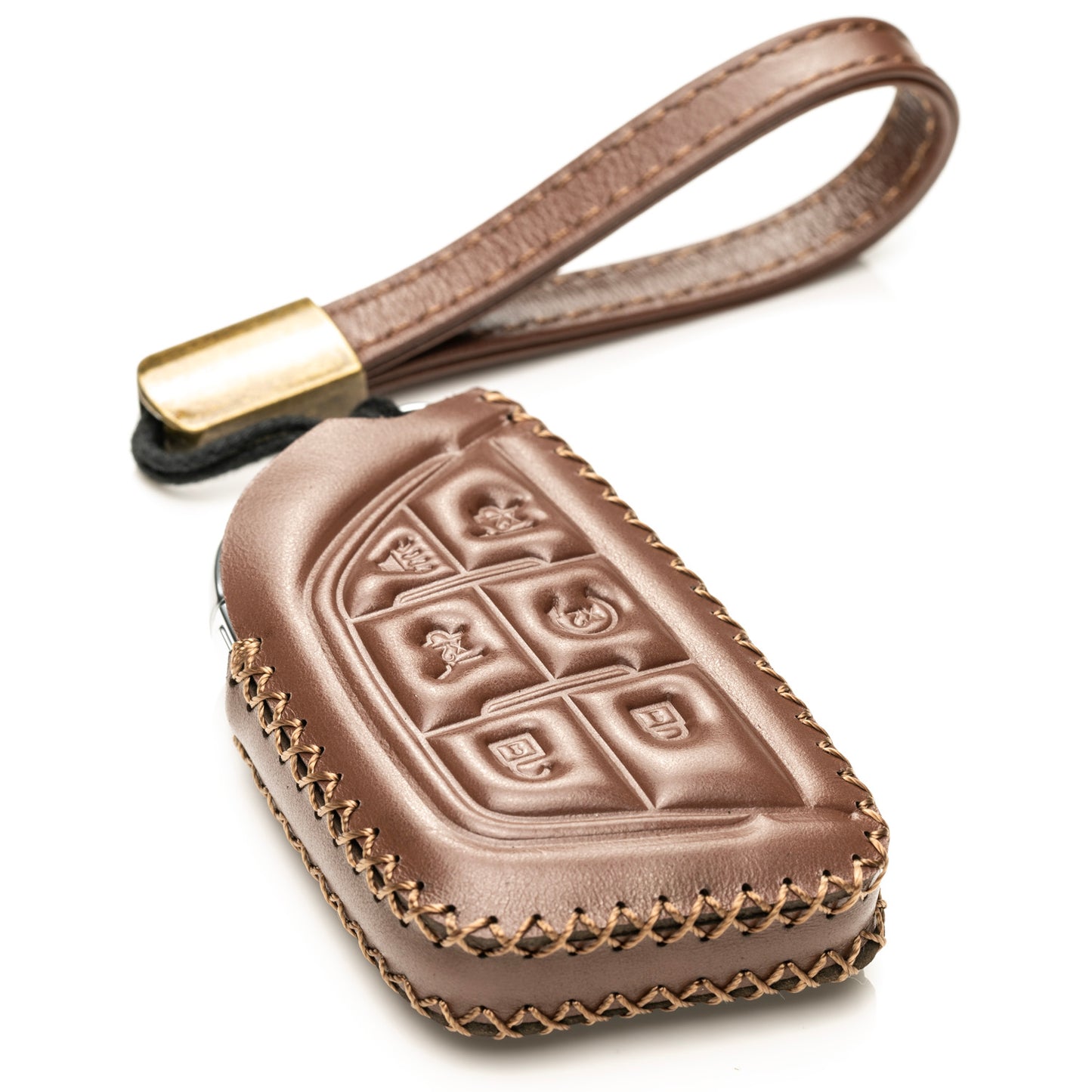 Vitodeco Superior Leather Key Fob Case Compatible for Cadillac Escalade 2021-2025, 6-Button