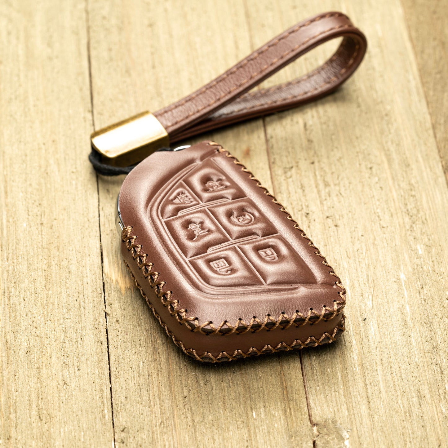 Vitodeco Superior Leather Key Fob Case Compatible for Cadillac Escalade 2021-2025, 6-Button