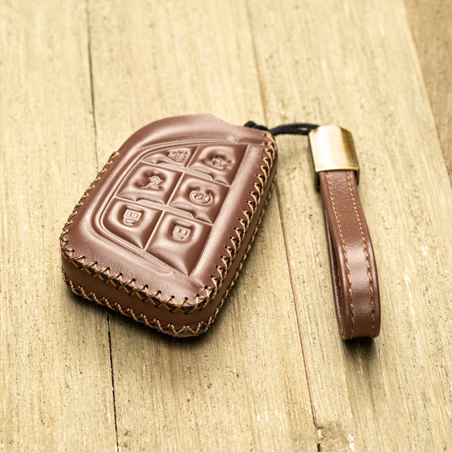 Vitodeco Superior Leather Key Fob Case Compatible for Cadillac Escalade 2021-2025, 6-Button