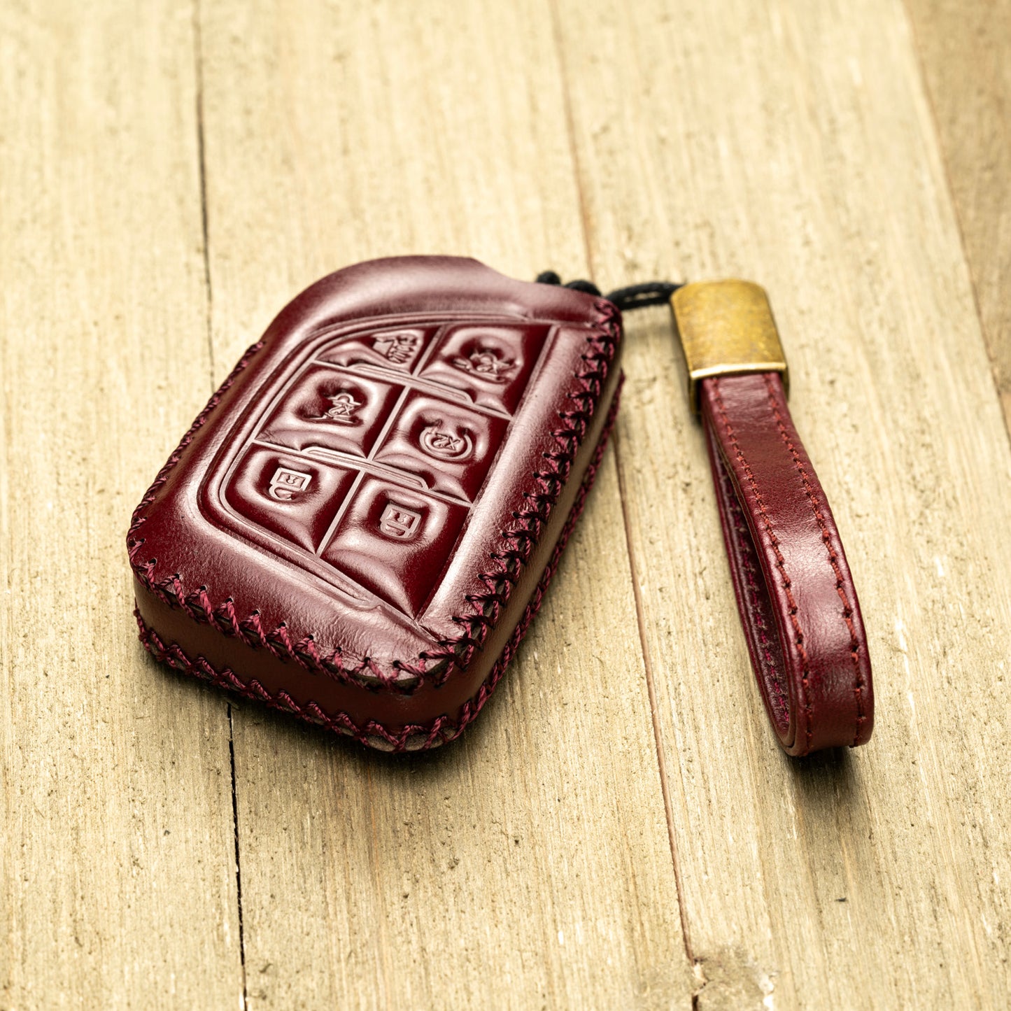 Vitodeco Superior Leather Key Fob Case Compatible for Cadillac Escalade 2021-2025, 6-Button