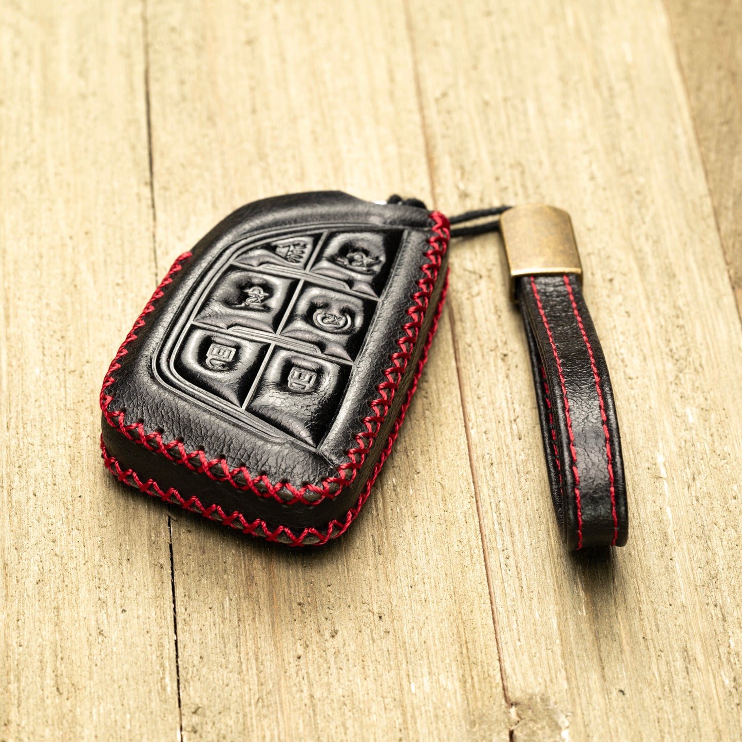 Vitodeco Superior Leather Key Fob Case Compatible for Cadillac Escalade 2021-2025, 6-Button
