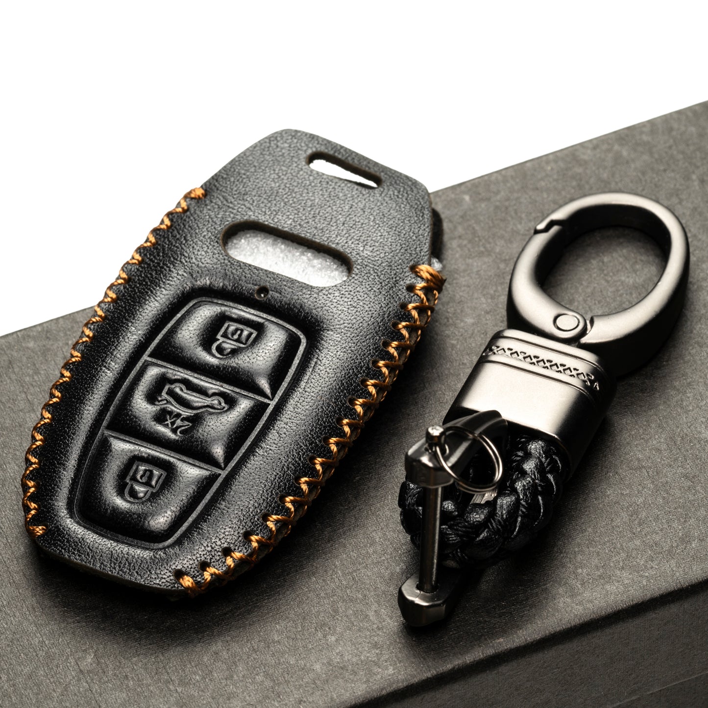 Vitodeco Leather Key Fob Case Compatible for Audi Q7, Q8, SQ7, SQ8, A7, A8, A5, A6, S7, S5, S6, S8 2019-2024, 4-Button