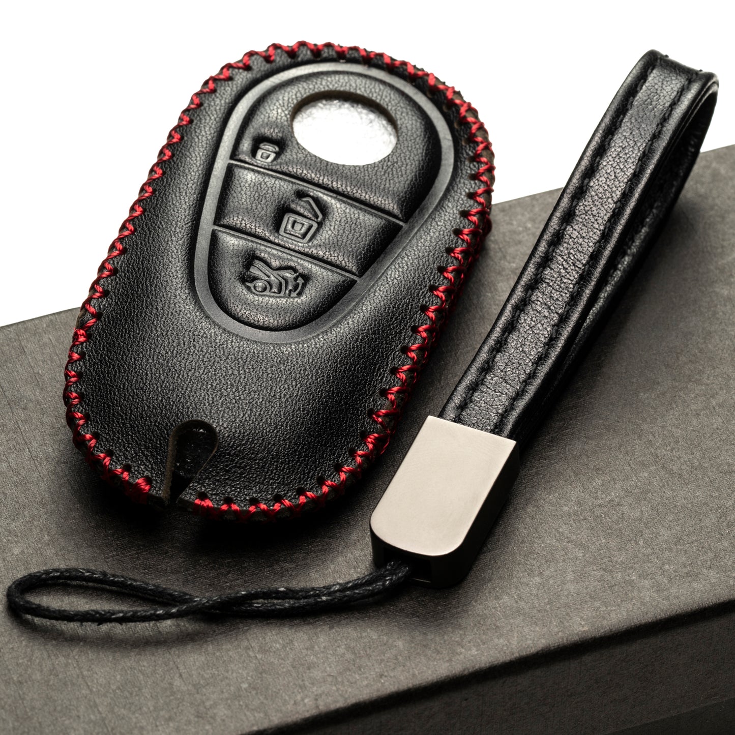 Vitodeco Genuine Leather Smart Key Fob Case Compatible with Mercedes-Benz C-Class, S-Class, GLC, EQB SUV, EQS Sedan, EQS SUV, EQE Sedan, EQE SUV (2023-2026 Models) - 3-Button