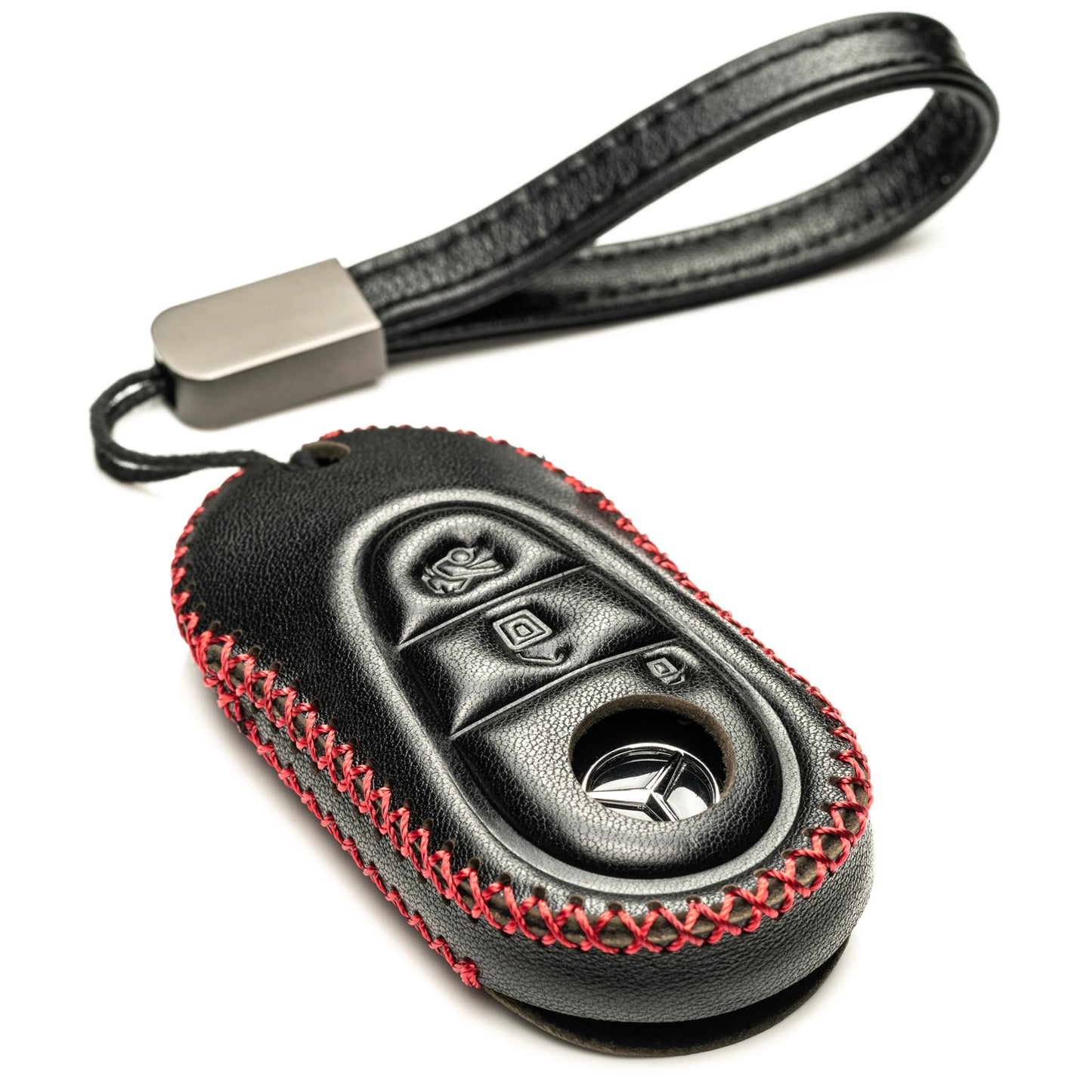 Vitodeco Genuine Leather Smart Key Fob Case Compatible with Mercedes-Benz C-Class, S-Class, GLC, EQB SUV, EQS Sedan, EQS SUV, EQE Sedan, EQE SUV (2023-2026 Models) - 3-Button