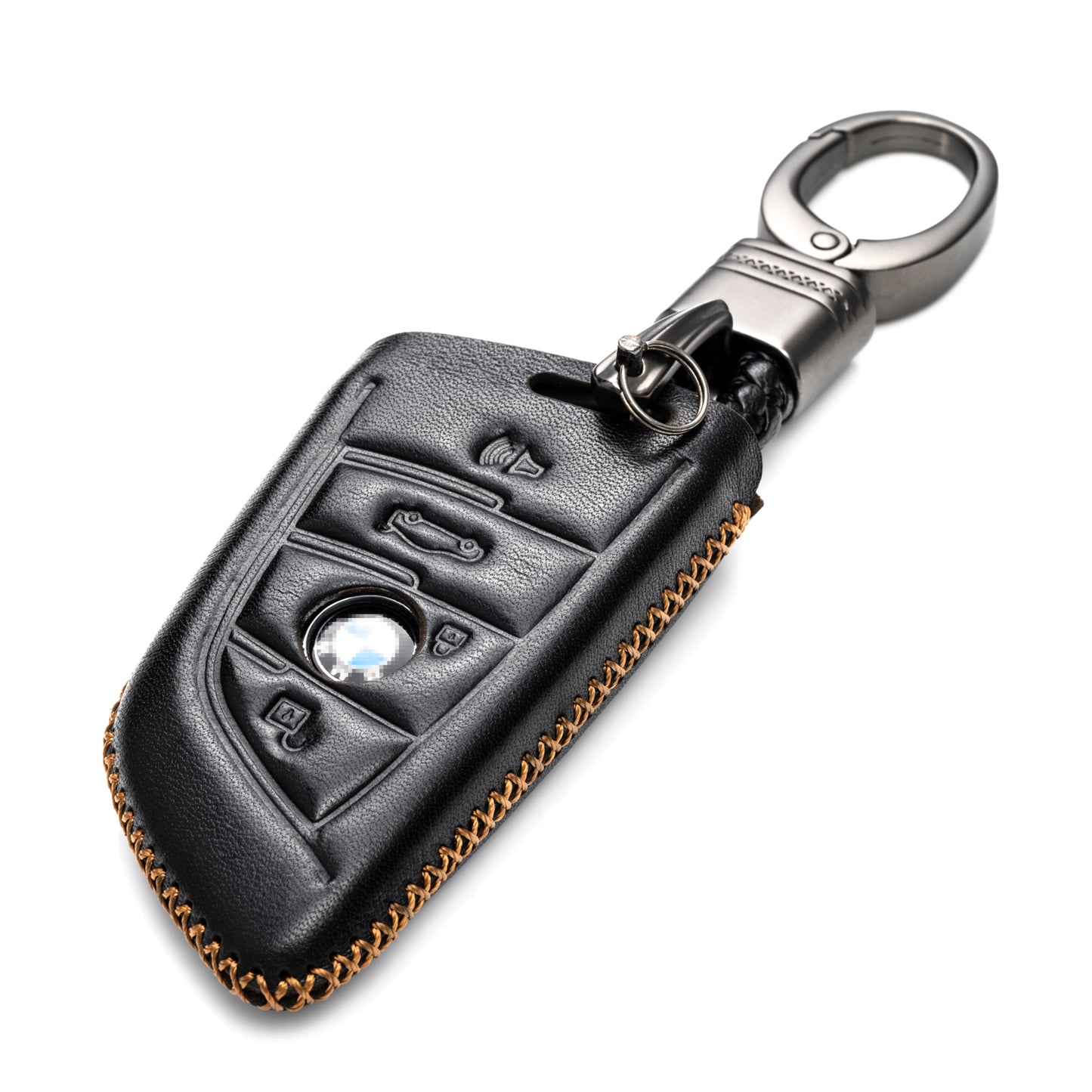 Vitodeco Leather Key Fob Case Compatible for BMW 2, 3, 5, 6, 7, M Series, X1, X3, X4, X5, X6, X7 2014-2022, 4-Button