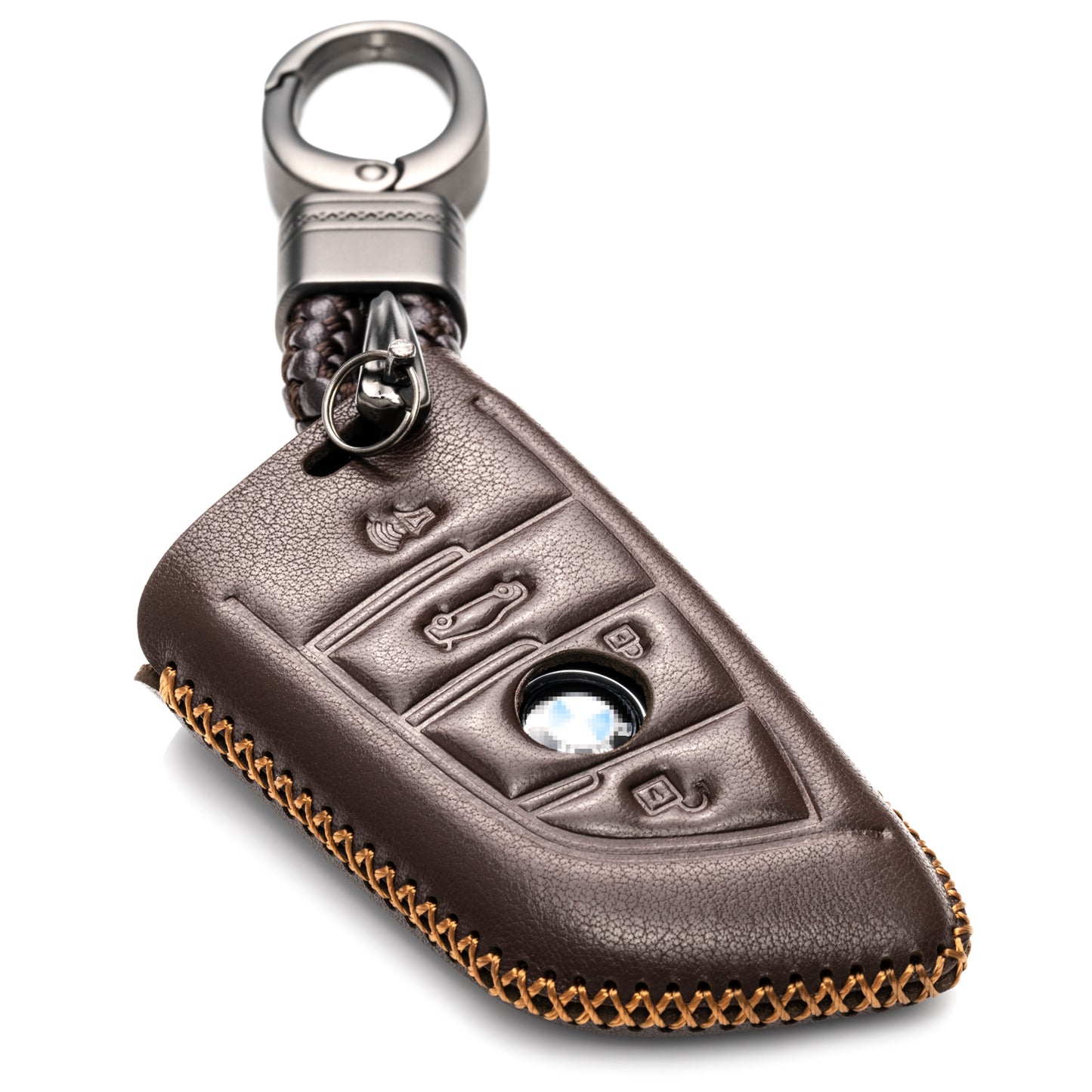 Vitodeco Leather Key Fob Case Compatible for BMW 2, 3, 5, 6, 7, M Series, X1, X3, X4, X5, X6, X7 2014-2022, 4-Button