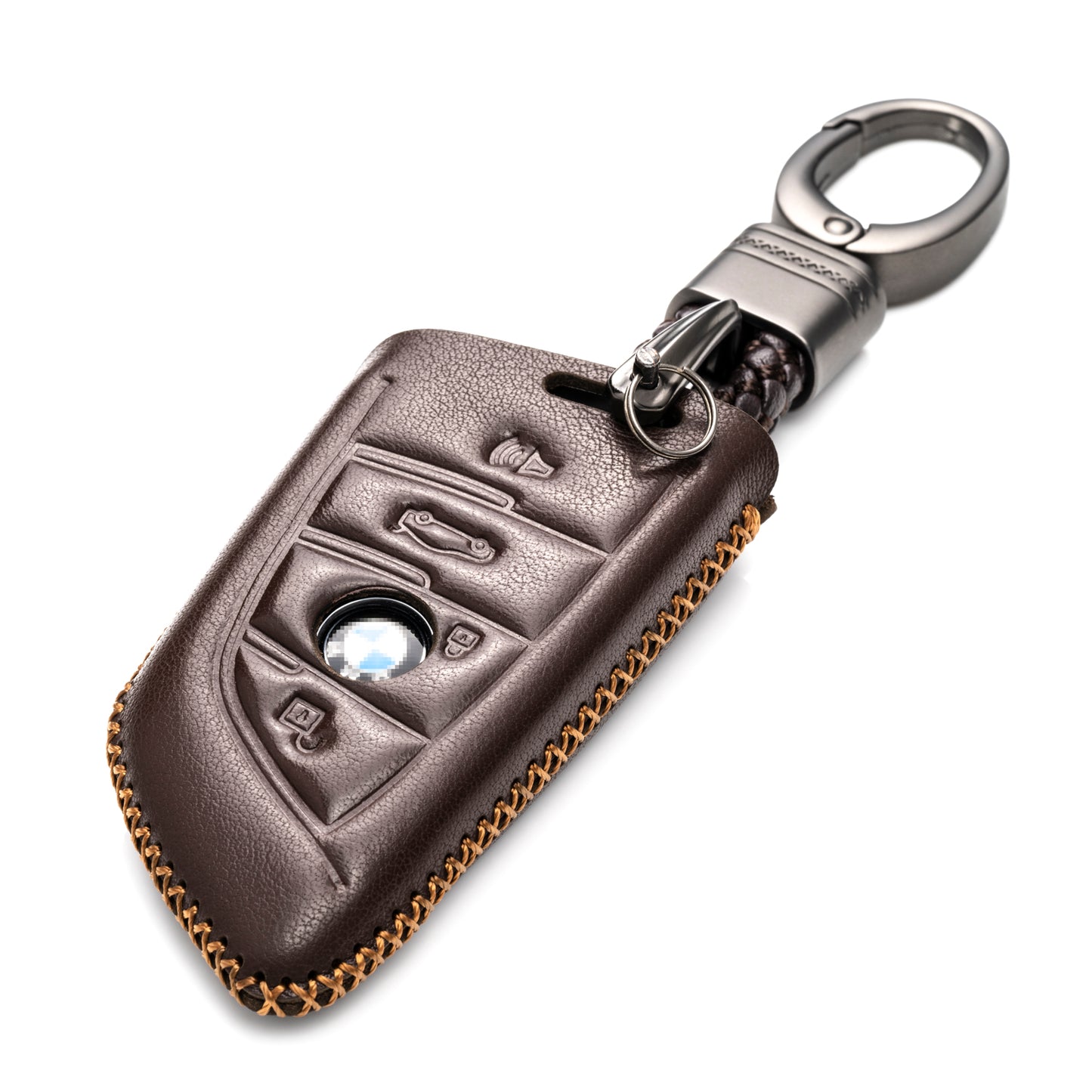 Vitodeco Leather Key Fob Case Compatible for BMW 2, 3, 5, 6, 7, M Series, X1, X3, X4, X5, X6, X7 2014-2022, 4-Button