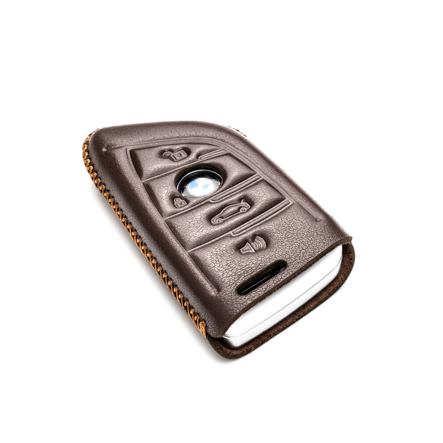 Vitodeco Leather Key Fob Case Compatible for BMW 2, 3, 5, 6, 7, M Series, X1, X3, X4, X5, X6, X7 2014-2022, 4-Button