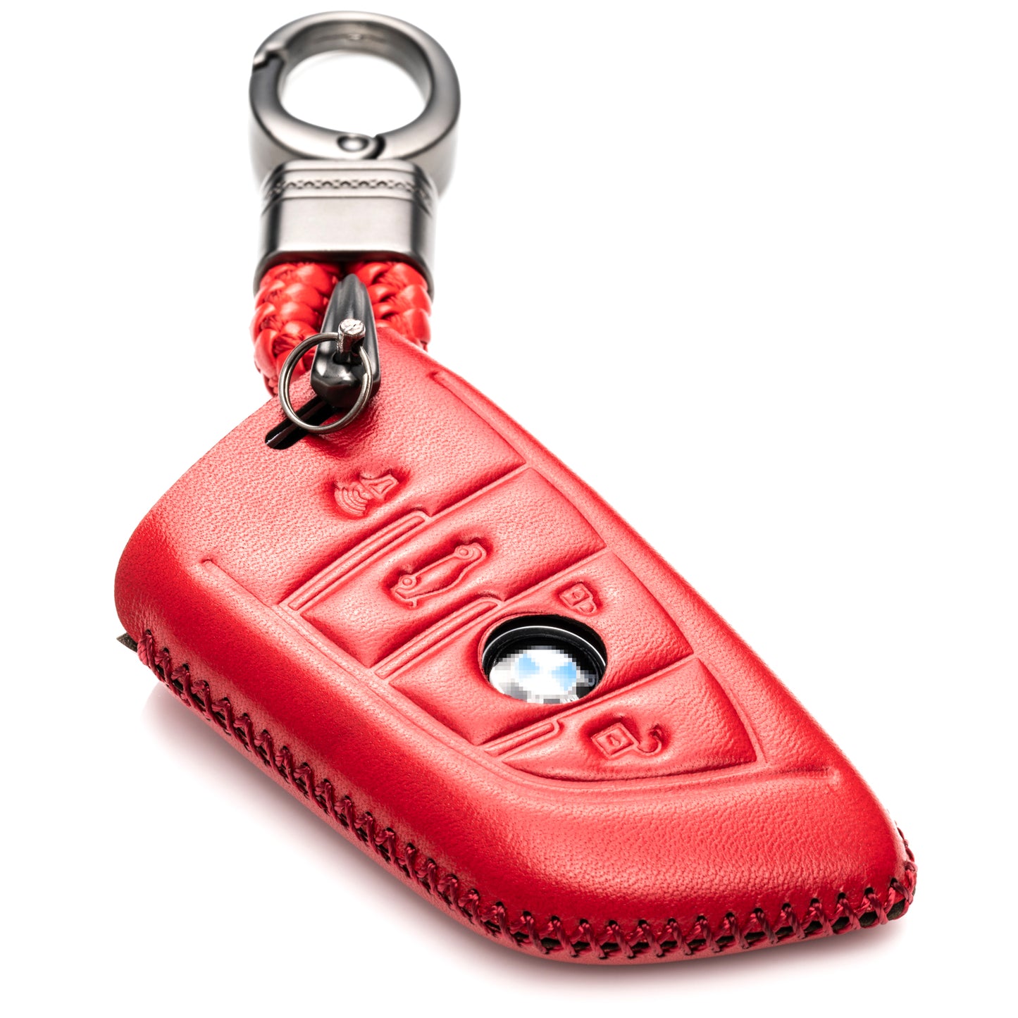 Vitodeco Leather Key Fob Case Compatible for BMW 2, 3, 5, 6, 7, M Series, X1, X3, X4, X5, X6, X7 2014-2022, 4-Button