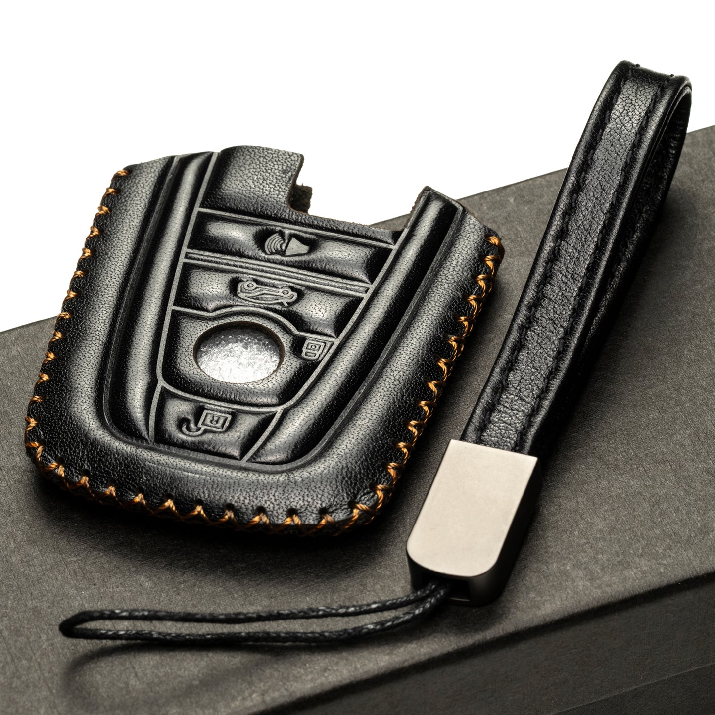 Vitodeco Leather Key Fob Case Compatible for BMW I3, BMW I8 2014-2021, 4-Button
