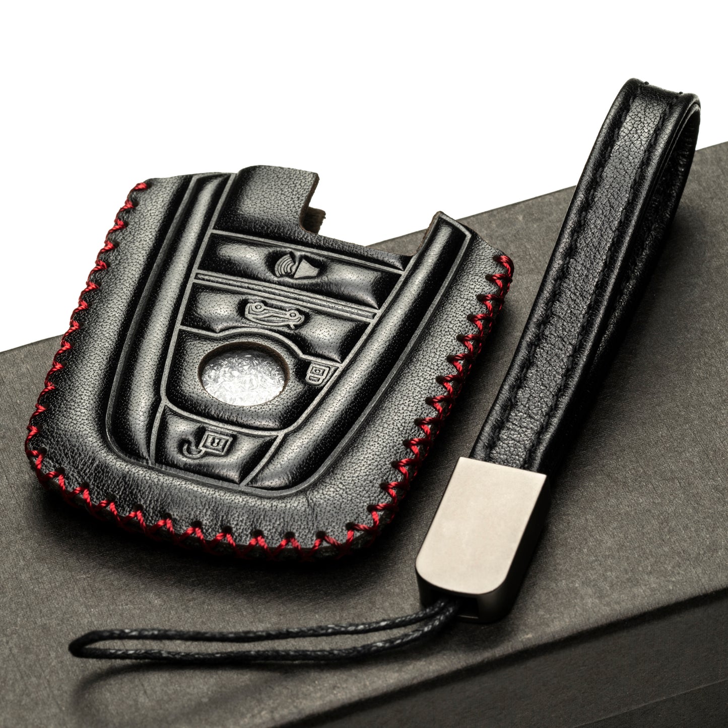 Vitodeco Leather Key Fob Case Compatible for BMW I3, BMW I8 2014-2021, 4-Button