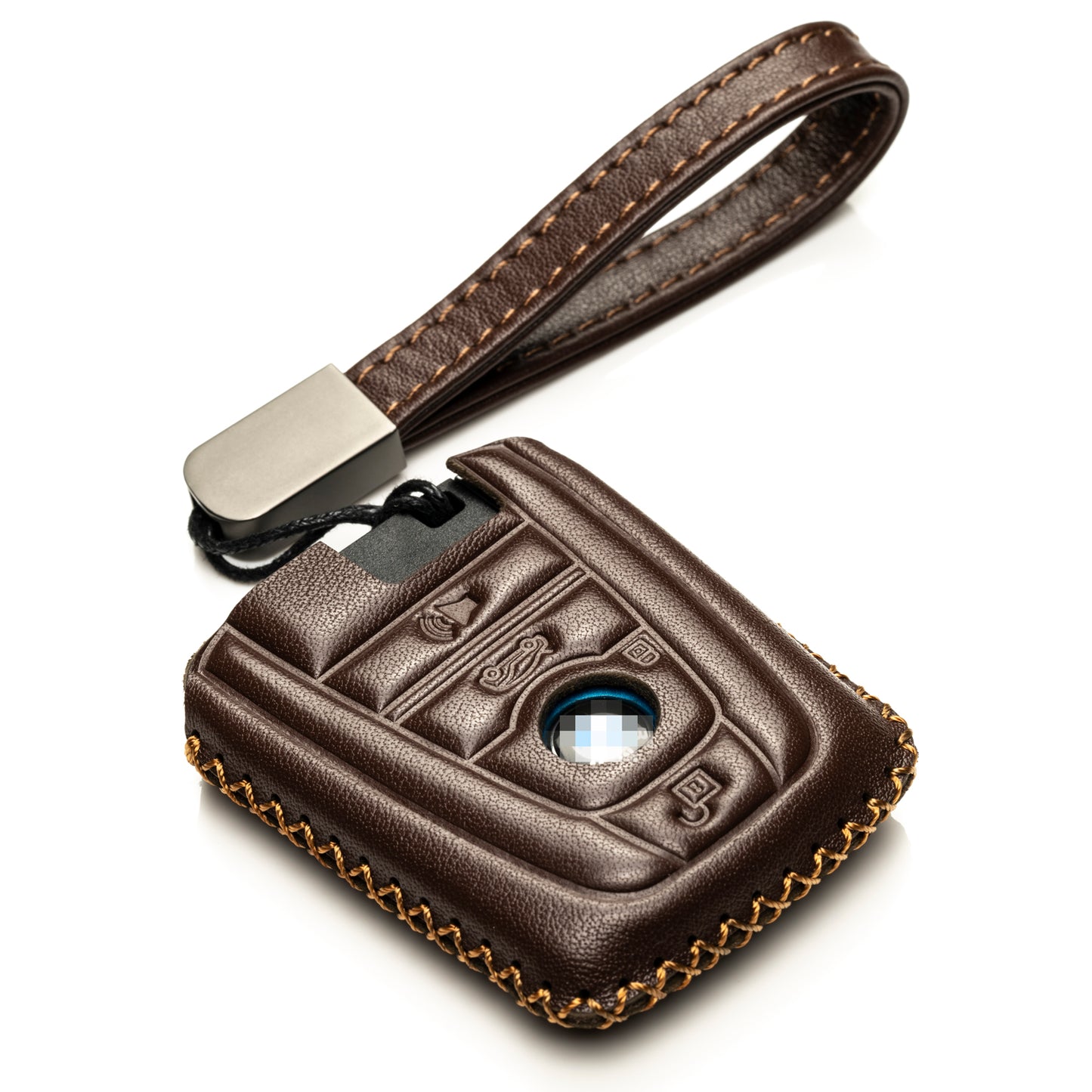 Vitodeco Leather Key Fob Case Compatible for BMW I3, BMW I8 2014-2021, 4-Button