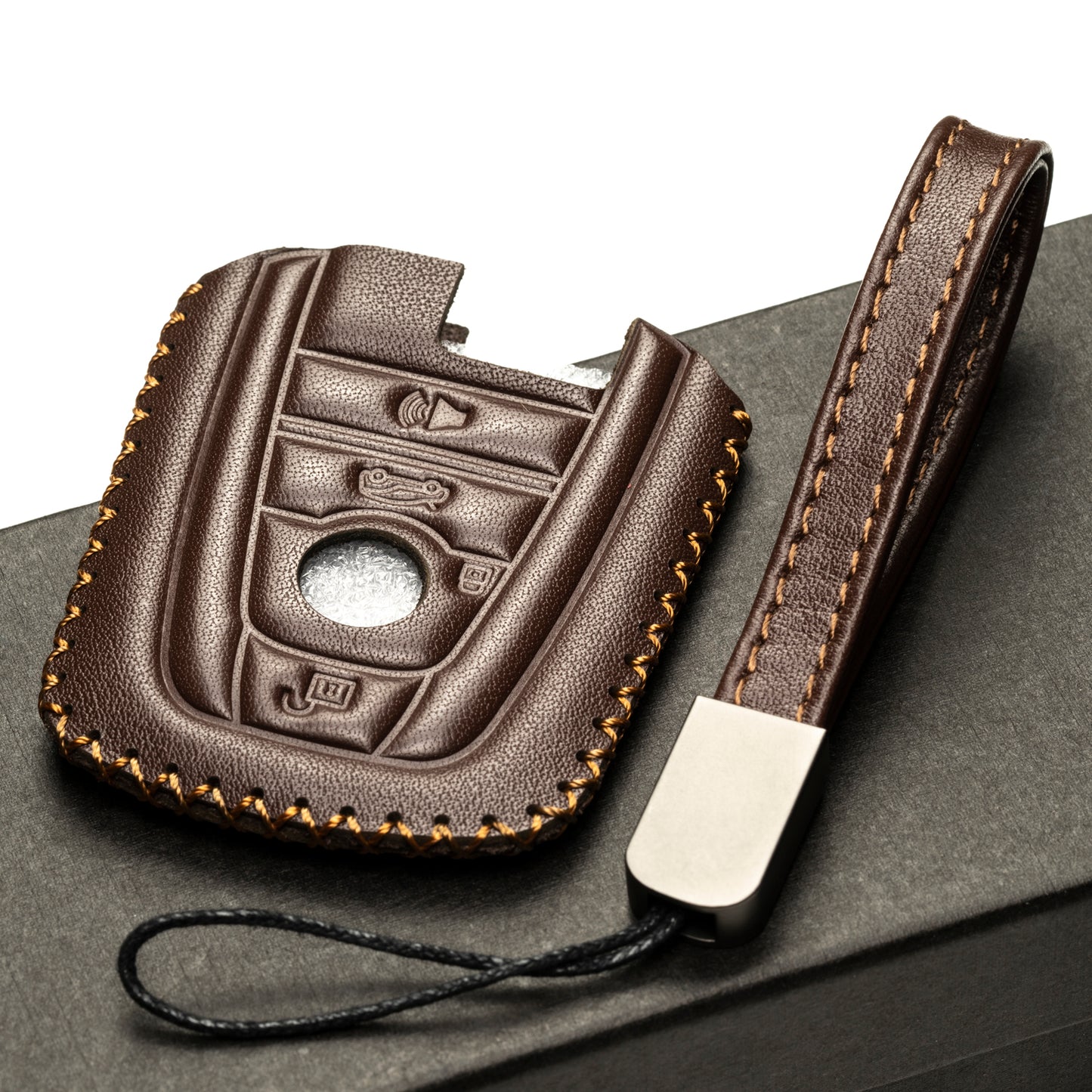 Vitodeco Leather Key Fob Case Compatible for BMW I3, BMW I8 2014-2021, 4-Button