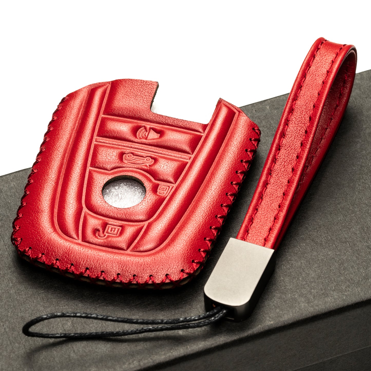 Vitodeco Leather Key Fob Case Compatible for BMW I3, BMW I8 2014-2021, 4-Button