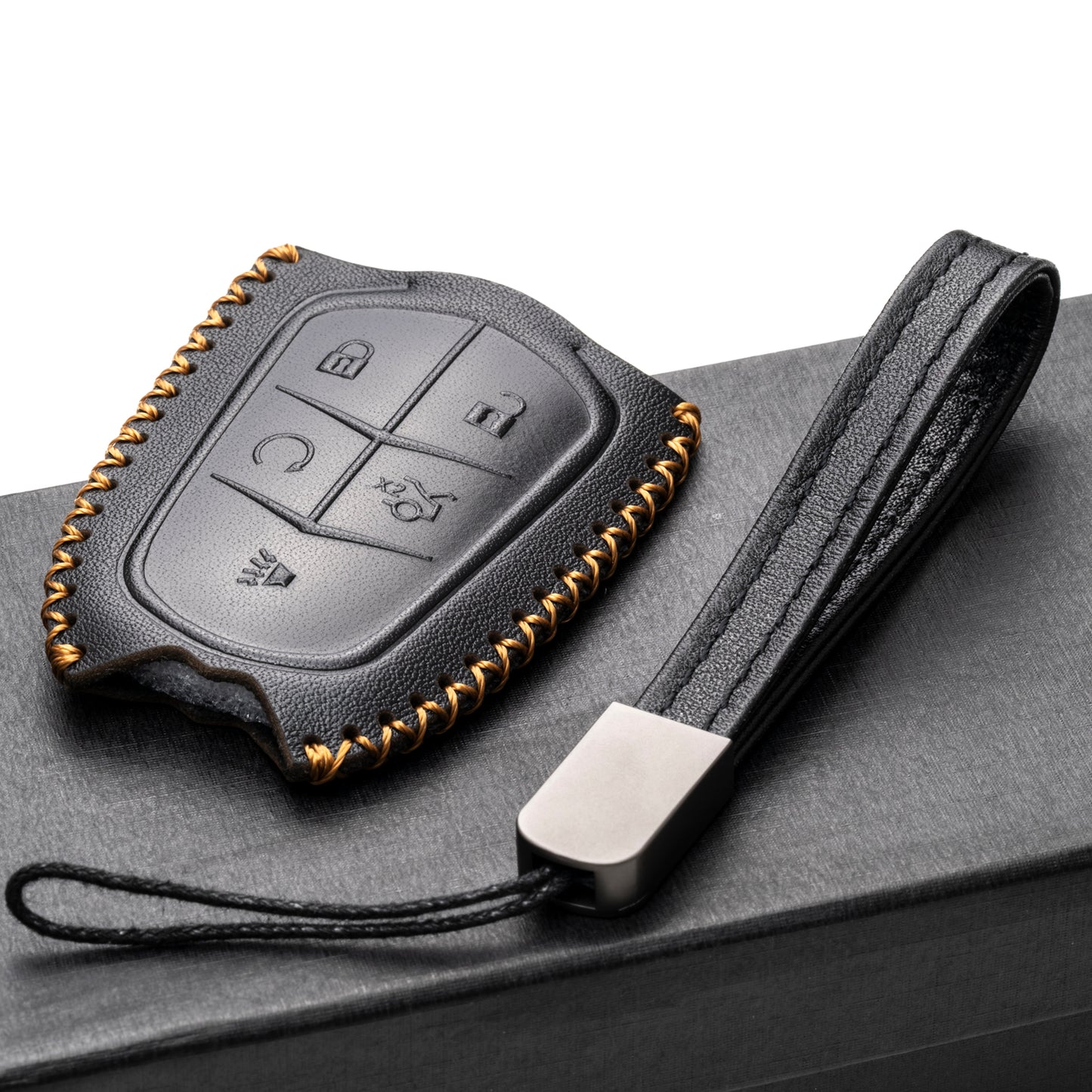 Vitodeco Leather Key Fob Case Compatible for Cadillac XT4, Cadillac XT5, Cadillac XT6 2019 - 2025, 5-Button