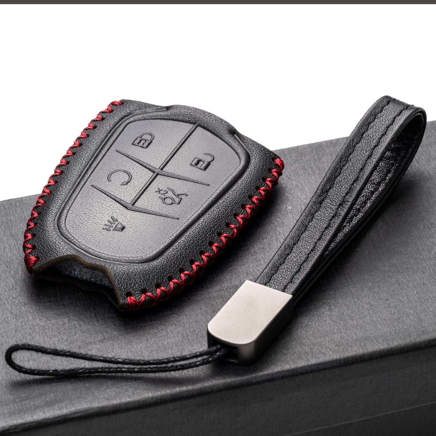 Vitodeco Leather Key Fob Case Compatible for Cadillac XT4, Cadillac XT5, Cadillac XT6 2019 - 2025, 5-Button