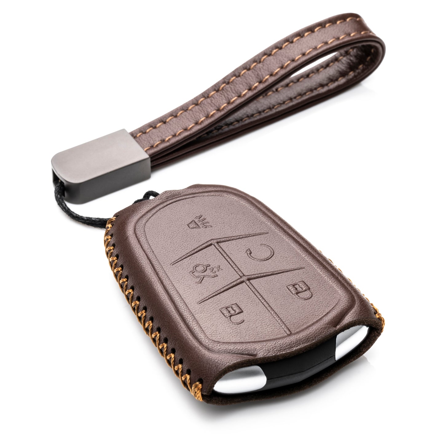 Vitodeco Leather Key Fob Case Compatible for Cadillac XT4, Cadillac XT5, Cadillac XT6 2019 - 2025, 5-Button