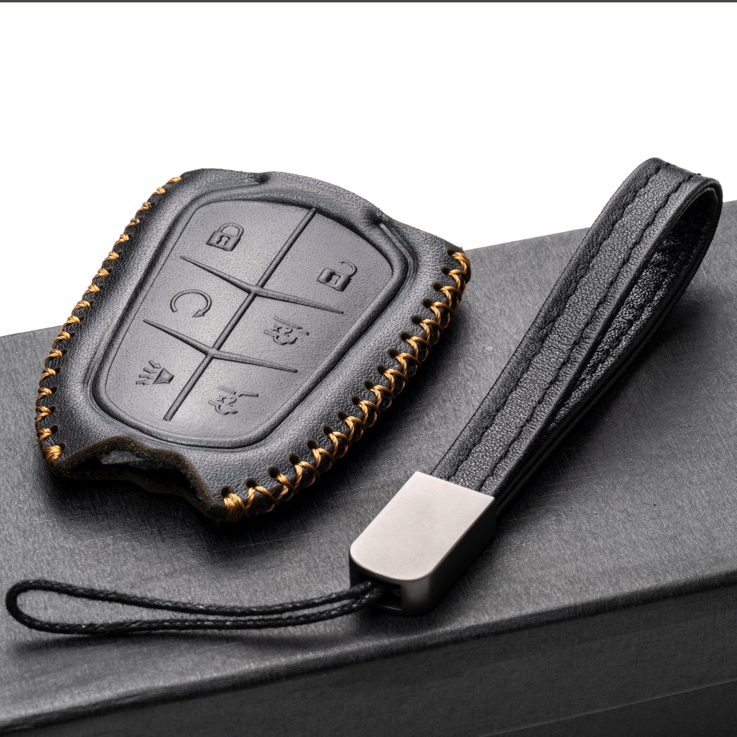 Vitodeco Leather Key Fob Case Compatible for Cadillac XT4, Cadillac XT5, Cadillac XT6 2019-2025, 6-Button