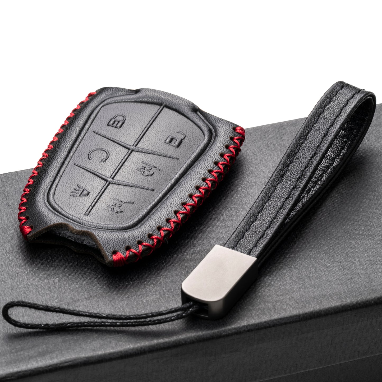 Vitodeco Leather Key Fob Case Compatible for Cadillac XT4, Cadillac XT5, Cadillac XT6 2019-2025, 6-Button