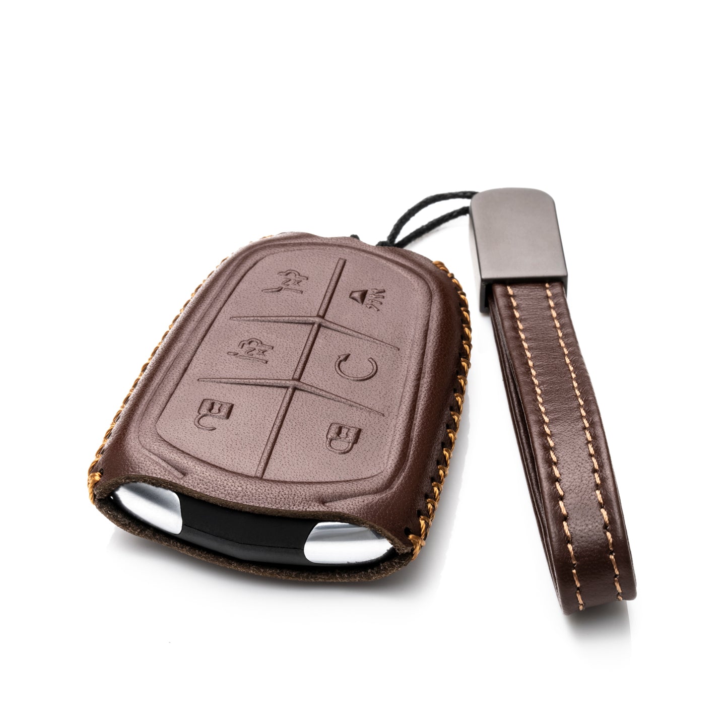 Vitodeco Leather Key Fob Case Compatible for Cadillac XT4, Cadillac XT5, Cadillac XT6 2019-2025, 6-Button