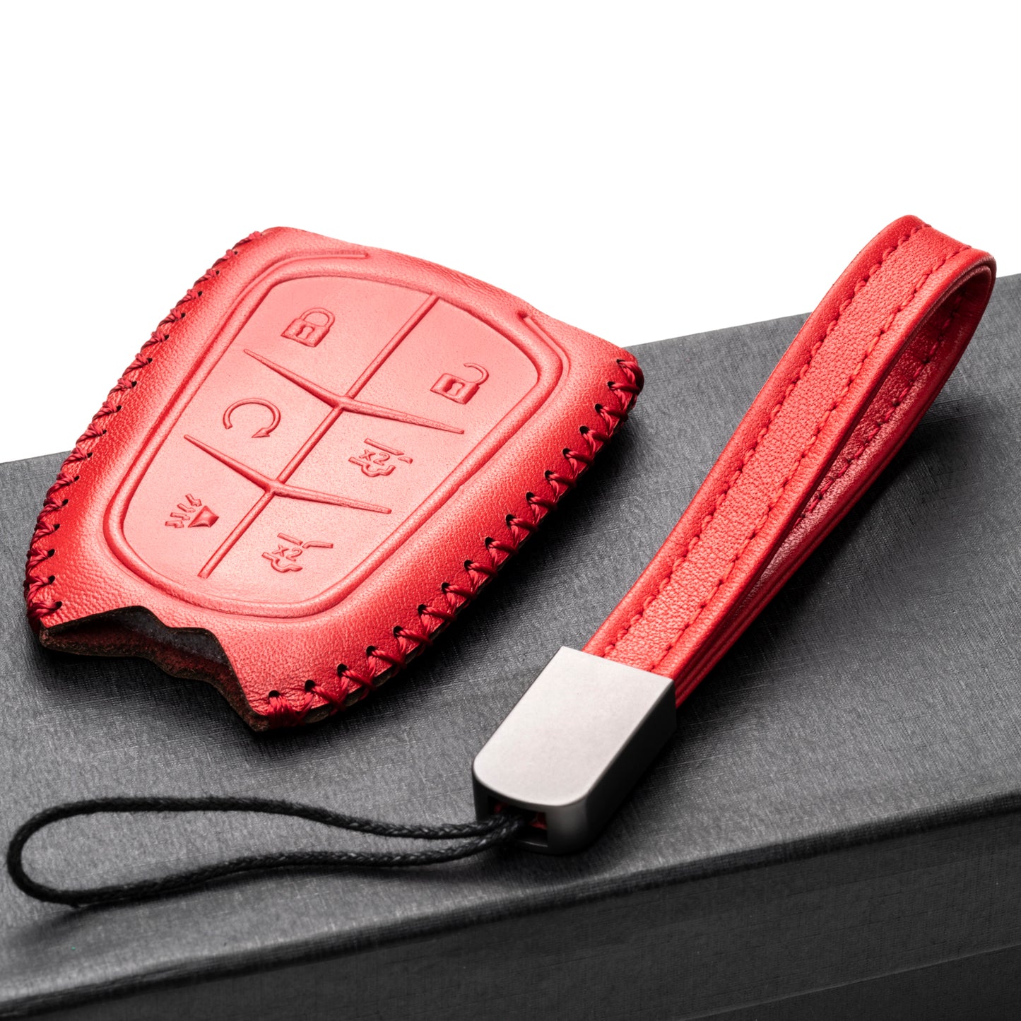 Vitodeco Leather Key Fob Case Compatible for Cadillac XT4, Cadillac XT5, Cadillac XT6 2019-2025, 6-Button
