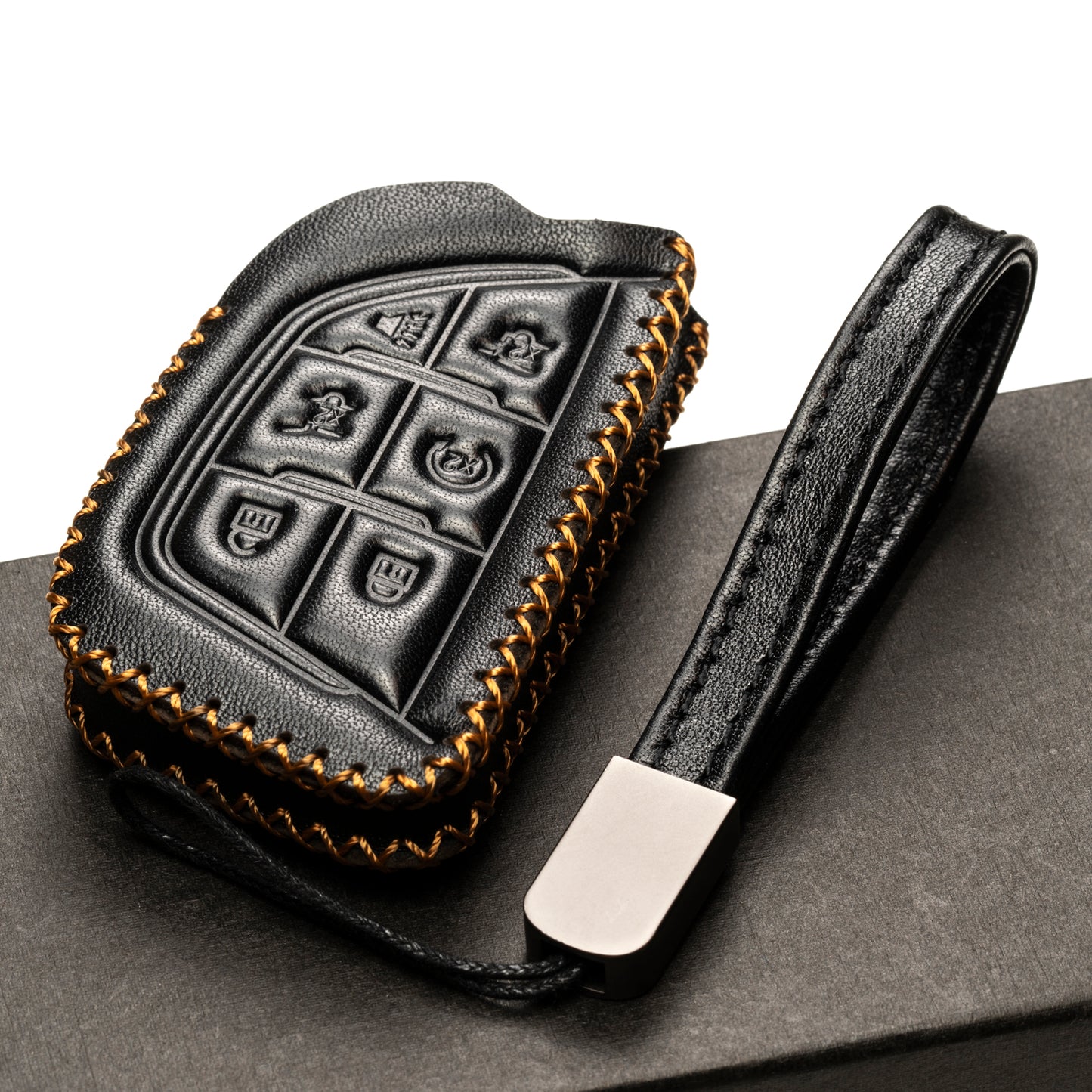 Vitodeco Leather Key Fob Case Compatible for Cadillac Escalade 2021-2025, 6-Button