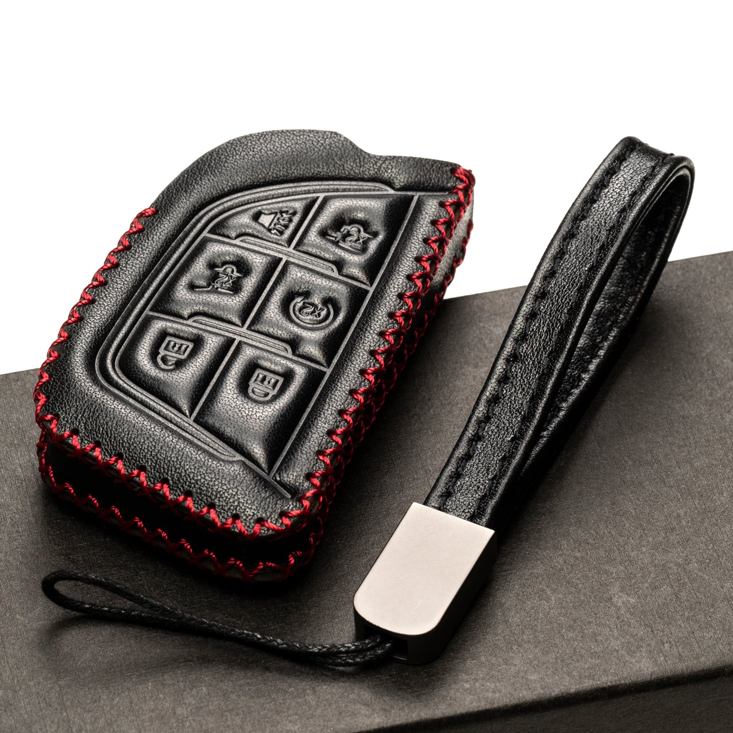 Vitodeco Leather Key Fob Case Compatible for Cadillac Escalade 2021-2025, 6-Button